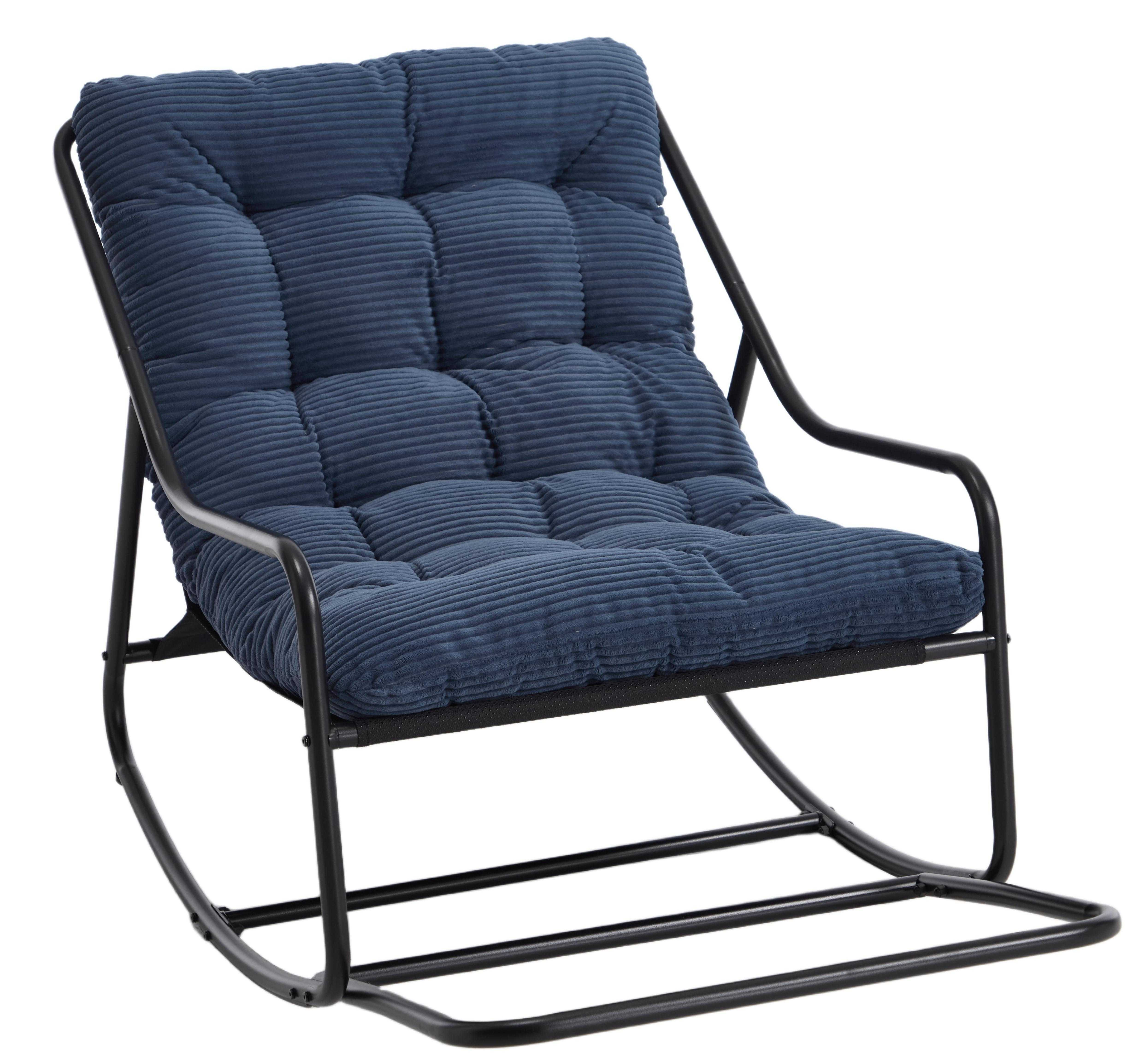 LVHOM Schaukelstuhl 75x116x82cm Schaukelsessel mit Fußstütze,für drinnen&draußen (8 cm integriertes Rücken-Sitzkissen, ergonomisches Design, geräuschlos & rutschfest, rostfreier Stahlrahmen, belastbar bis 130 kg), ideal für Wohnzimmer, Schlafzimmer, Büro & Balkon