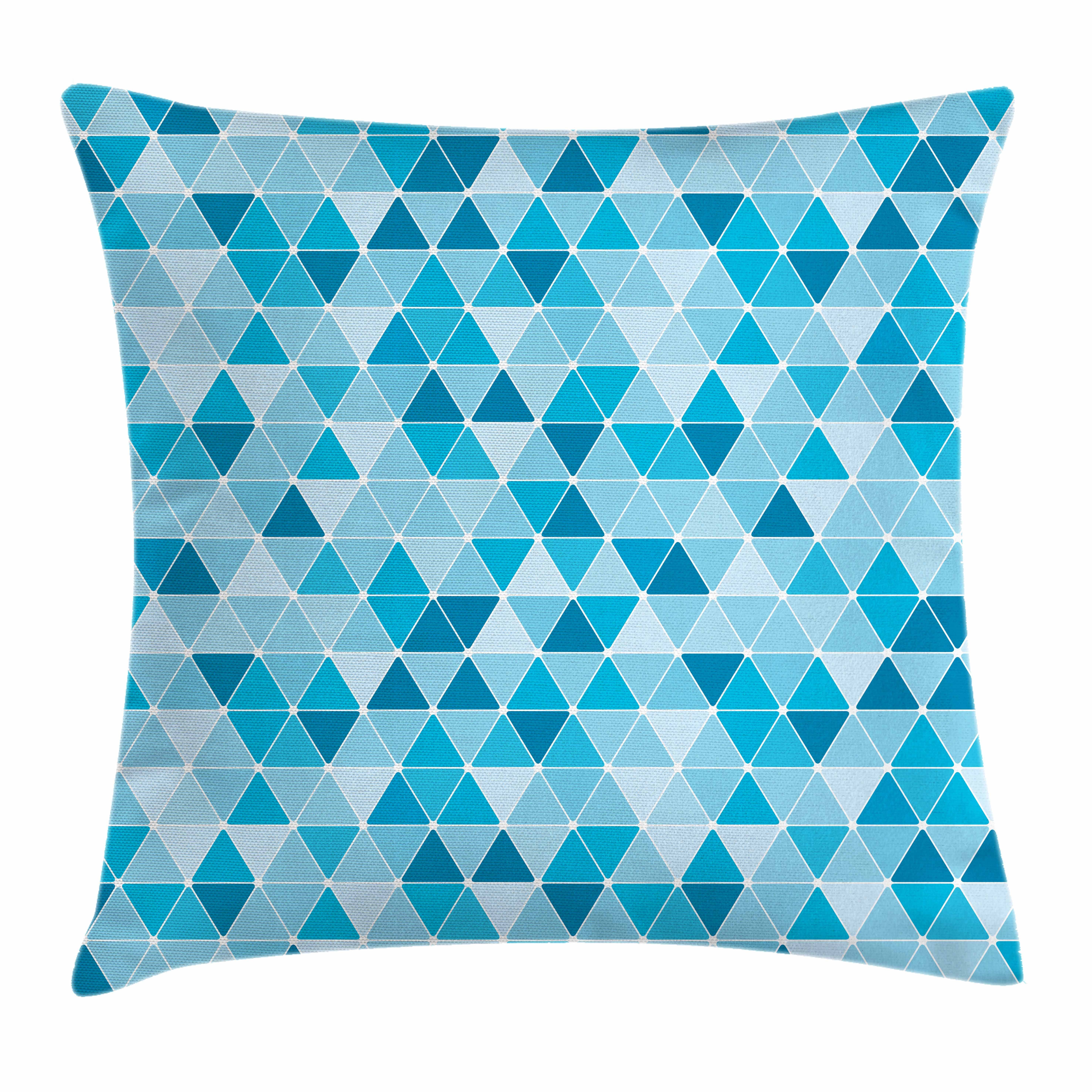 Kissenbezüge Waschbar mit Reißverschluss Kissenhülle mit Farbfesten Klaren Farben Beidseitiger Druck, Abakuhaus (1 Stück), Blau Geometrische Triangles Mosaik