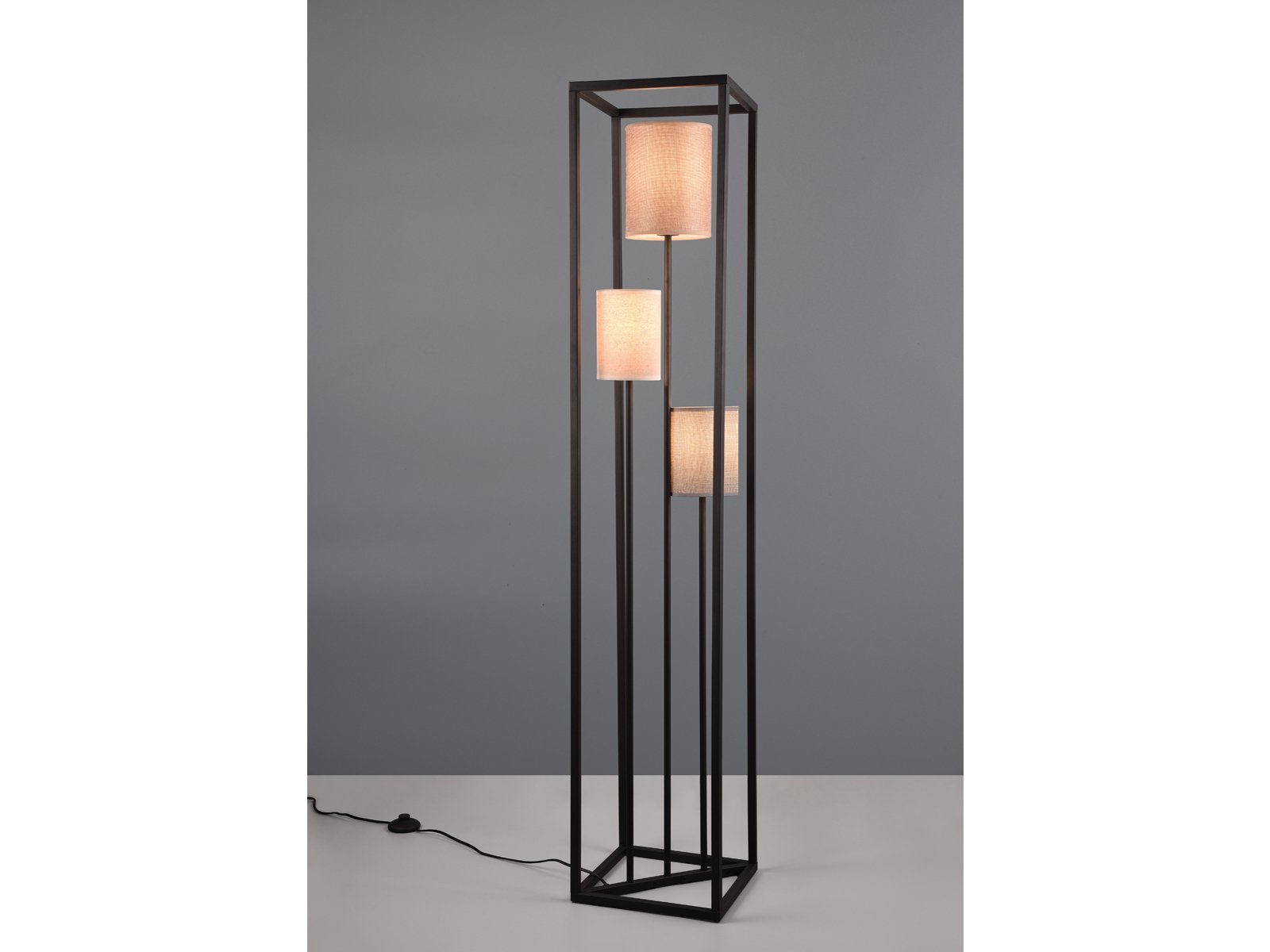 TRIO Leuchten LED Stehlampe, Dimmfunktion, LED wechselbar, warmweiß, dimmbar über Schalter ausgefallen Landhaus Stil Lampenschirme Stoff