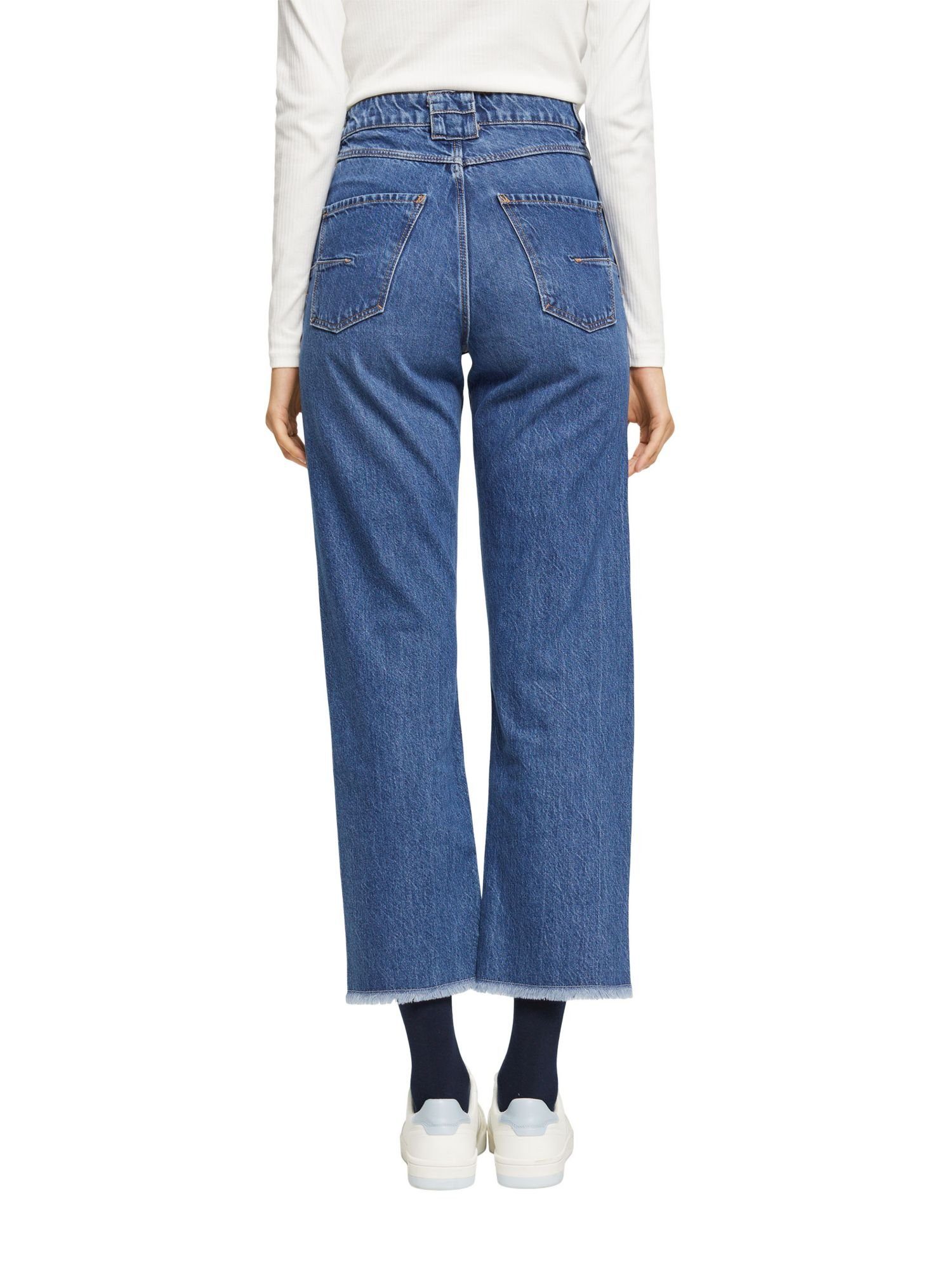 Jeans WASHED Bund hohem mit MEDIUM gerader Esprit und BLUE 7/8-Jeans Passform