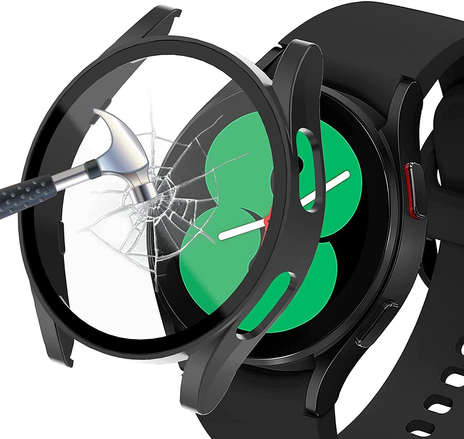 MSM Smartwatch-Hülle Hülle für Samsung Galaxy Watch 4 40mm 44mm Schutzglas Case Panzerfolie