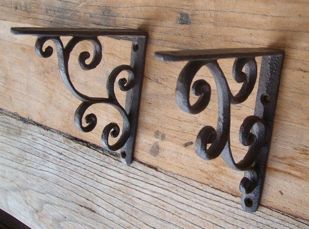 Deko-Impression Wandregalhalter Regalwinkel, 2 Stück Regalträger, Wandkonsolen, Wandregal, Gusseisen, 2-tlg.