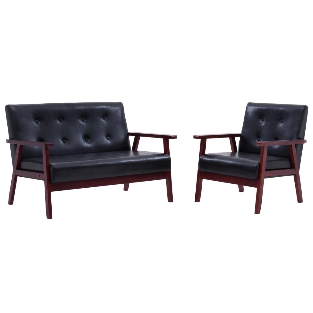 vidaXL Sofa 2-tlg. Sofagarnitur Schwarz Kunstleder günstig online kaufen