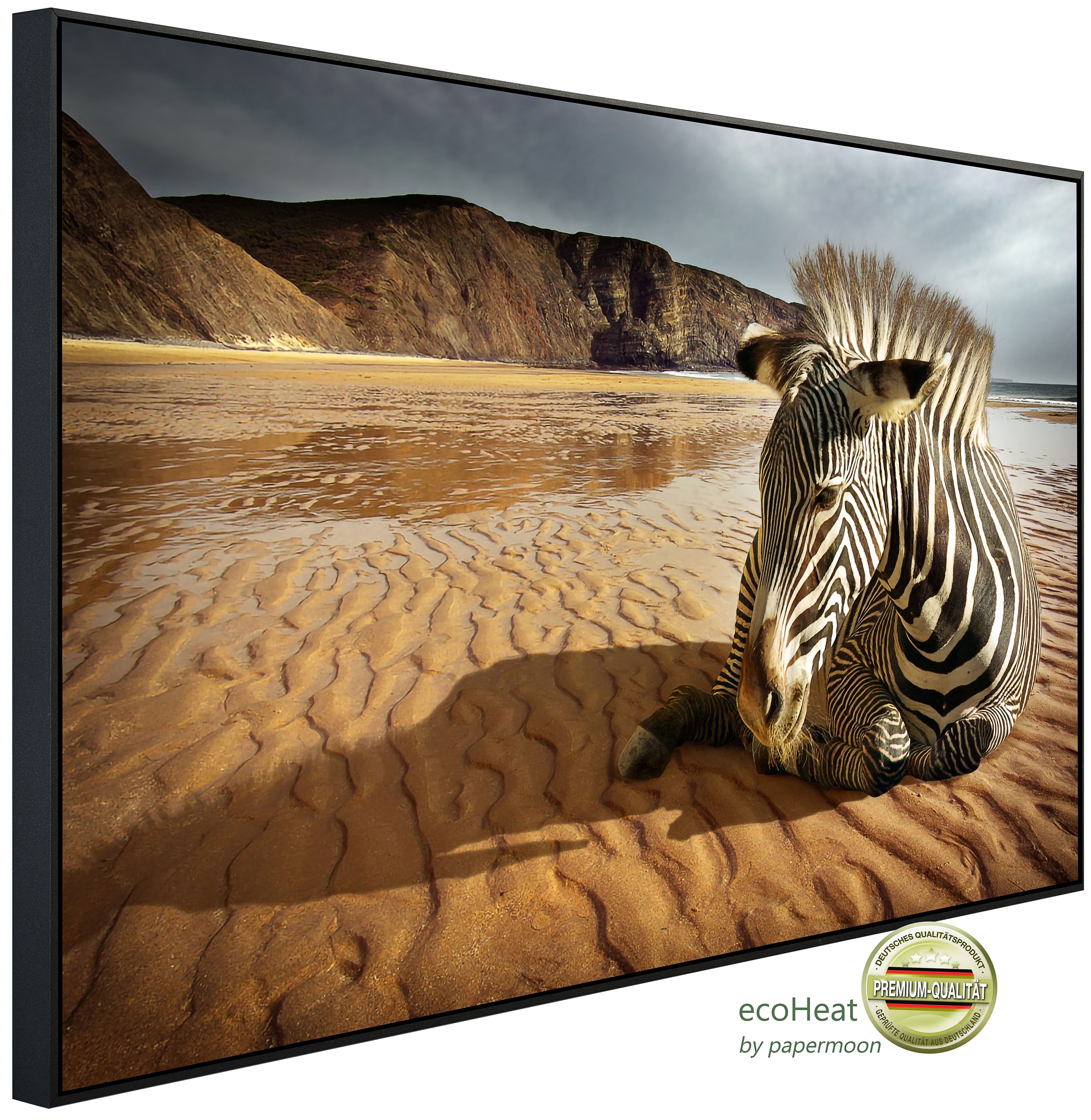 Papermoon Infrarotheizung INFRAROT-BILD-HEIZUNG, Strandzebra, TÜV-Rheinland/GS zertifiziert, angenehme Strahlungswärme