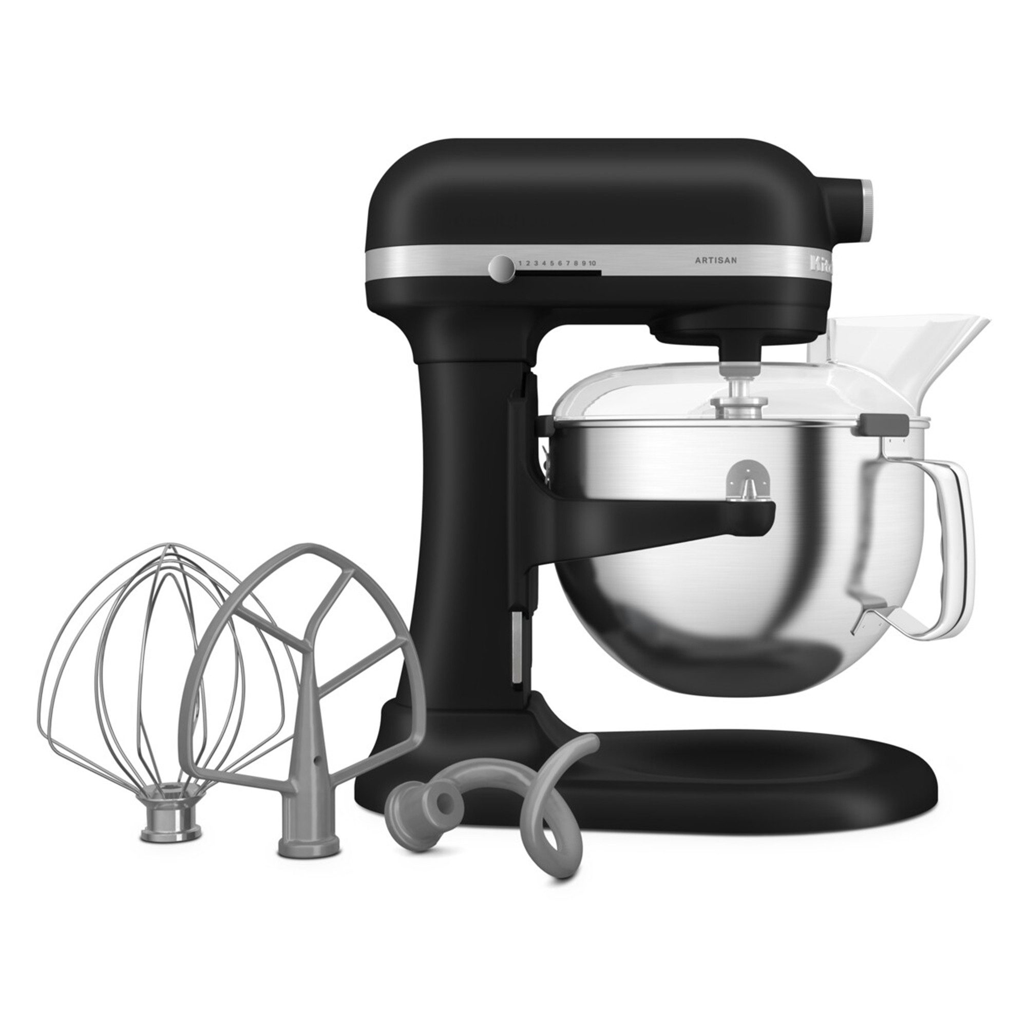 KitchenAid Küchenmaschine 5KSM60SPXEBM, 375 W, 5,6 l Schüssel, Passgenauer Spritzschutz mit verbessertem Design