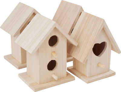 VBS Vogelhaus Deko-Vogelhäuser Birdy Minis, 8,5 cm x 7,5 cm x 11,5 cm und 9 cm x 7 cm x 11 cm 4er-Pack