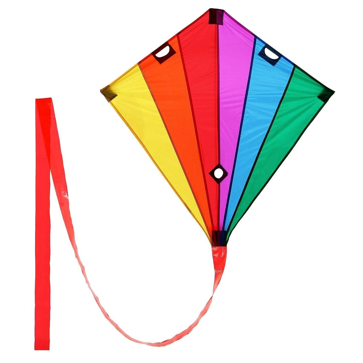 Wolkenstürmer Kite Zweileiner Flugdrachen Kinder & Erwachsene mit Schwanz 90cm, (inklusive Flugleinen und Flugschlaufen, 1-tlg), Stuntdrachen Rainbow - Ready to Fly 90cm