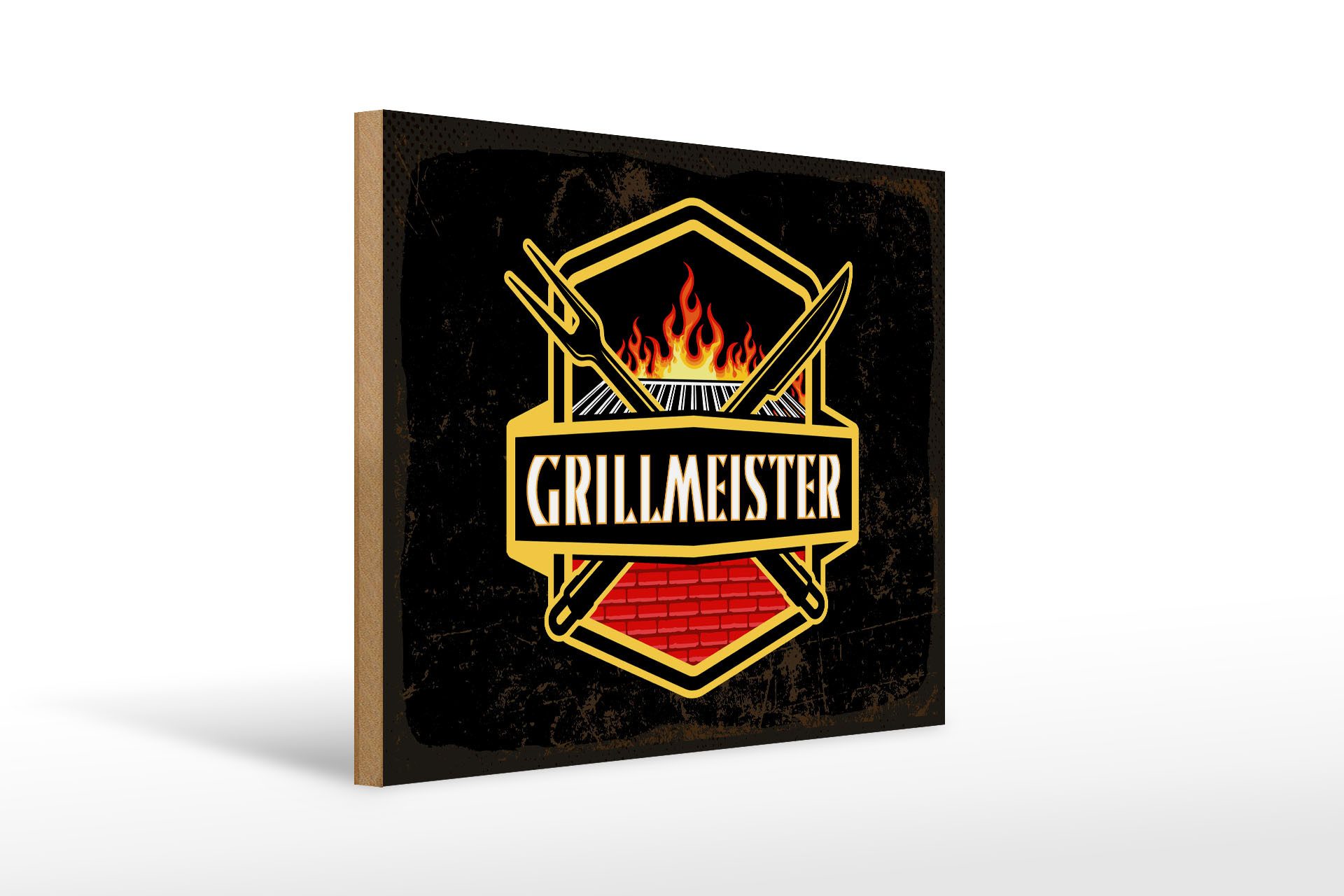 Holzbild Spruch 40x30cm Grillmeister Deko
