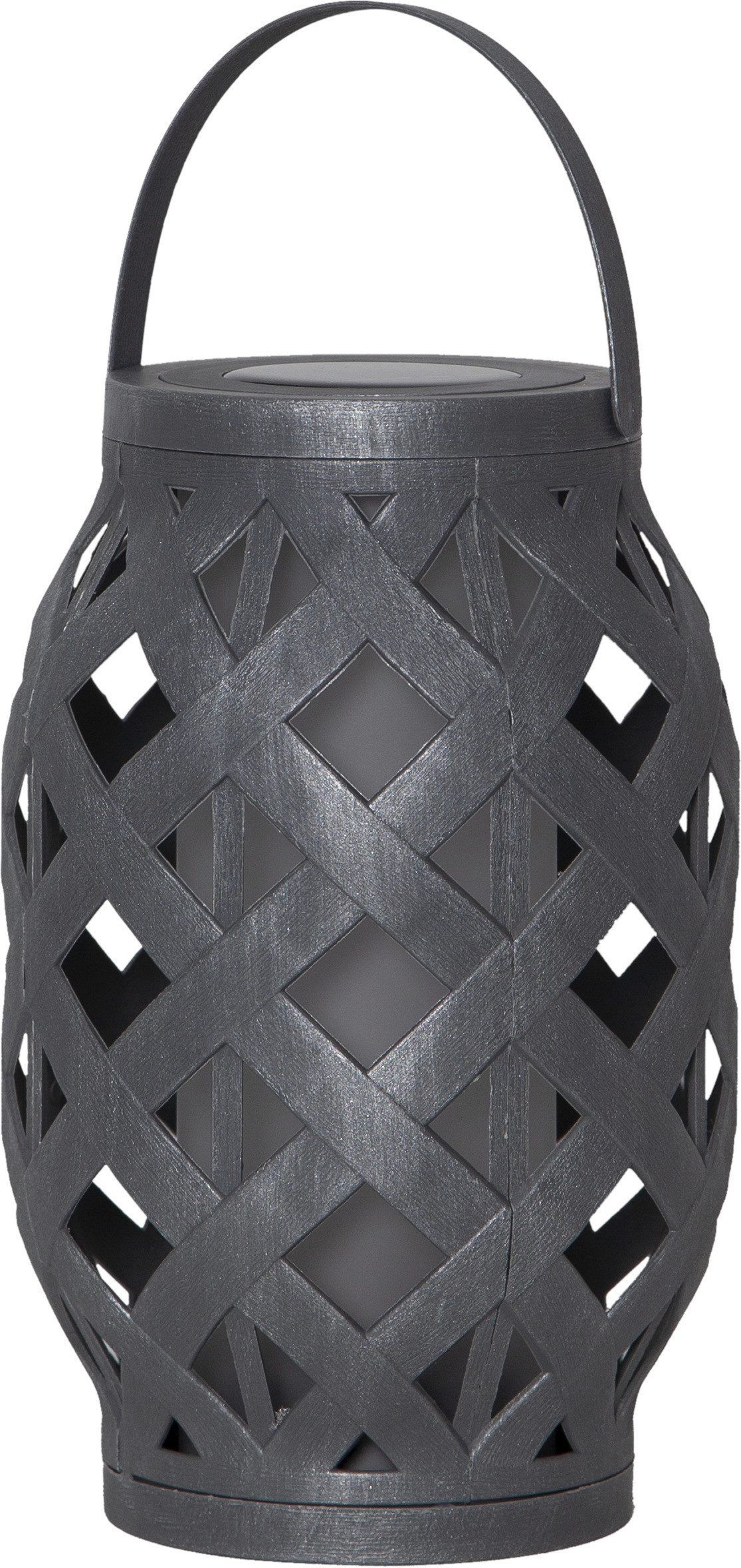 STAR TRADING LED Solarleuchte Flame, LED Outdoor-Laterne,Flame Lantern, Batterie und Timer, grau, 23cm, Ø