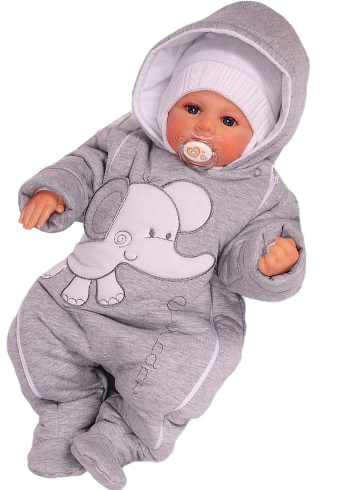 Schneeoverall Baby Overall Wagenanzug mit Elefant Schneeanzug in Grau