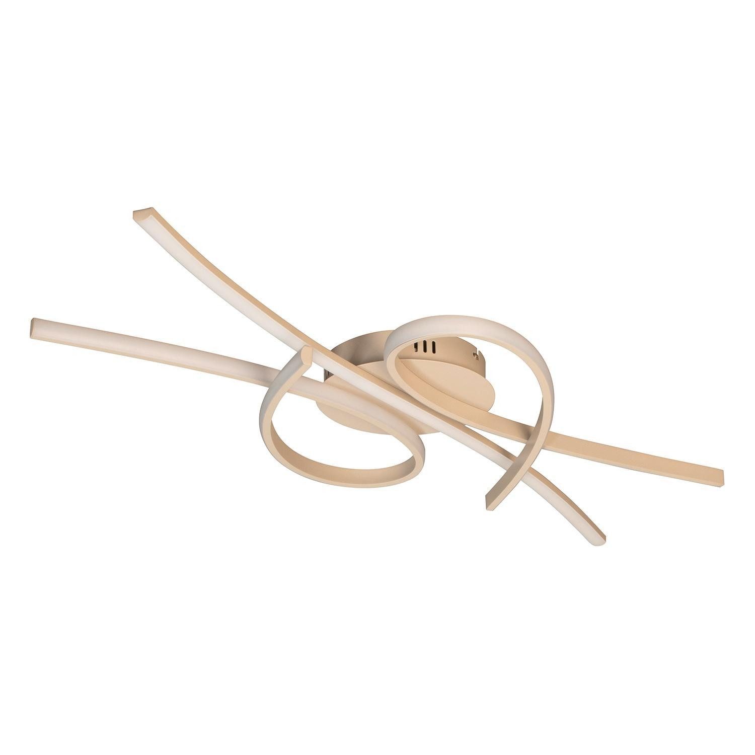 FISCHER & HONSEL LED Deckenleuchte BIBA, 1-flammig, Sandfarben, Metall, Anpassung der Farbtemperatur, Dimmfunktion, LED fest integriert, Extra-Warmweiß, Neutralweiß, Tageslichtweiß, mit Fernbedienung, B 100 x H 10 x T 44 cm