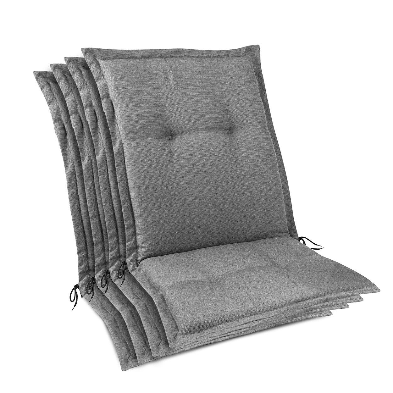 Beautissu Sitzauflage HighLux NL Niedriglehner Auflage, 105x50x7cm, Hellgrau, 4er Set, Outdoor, UV-beständig, mit Bändern, UV-Lichtechtheit 5