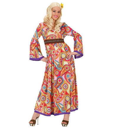 Widmann S.r.l. Kostüm Langes Hippie Kleid 'Flower' für Damen, Retro Par