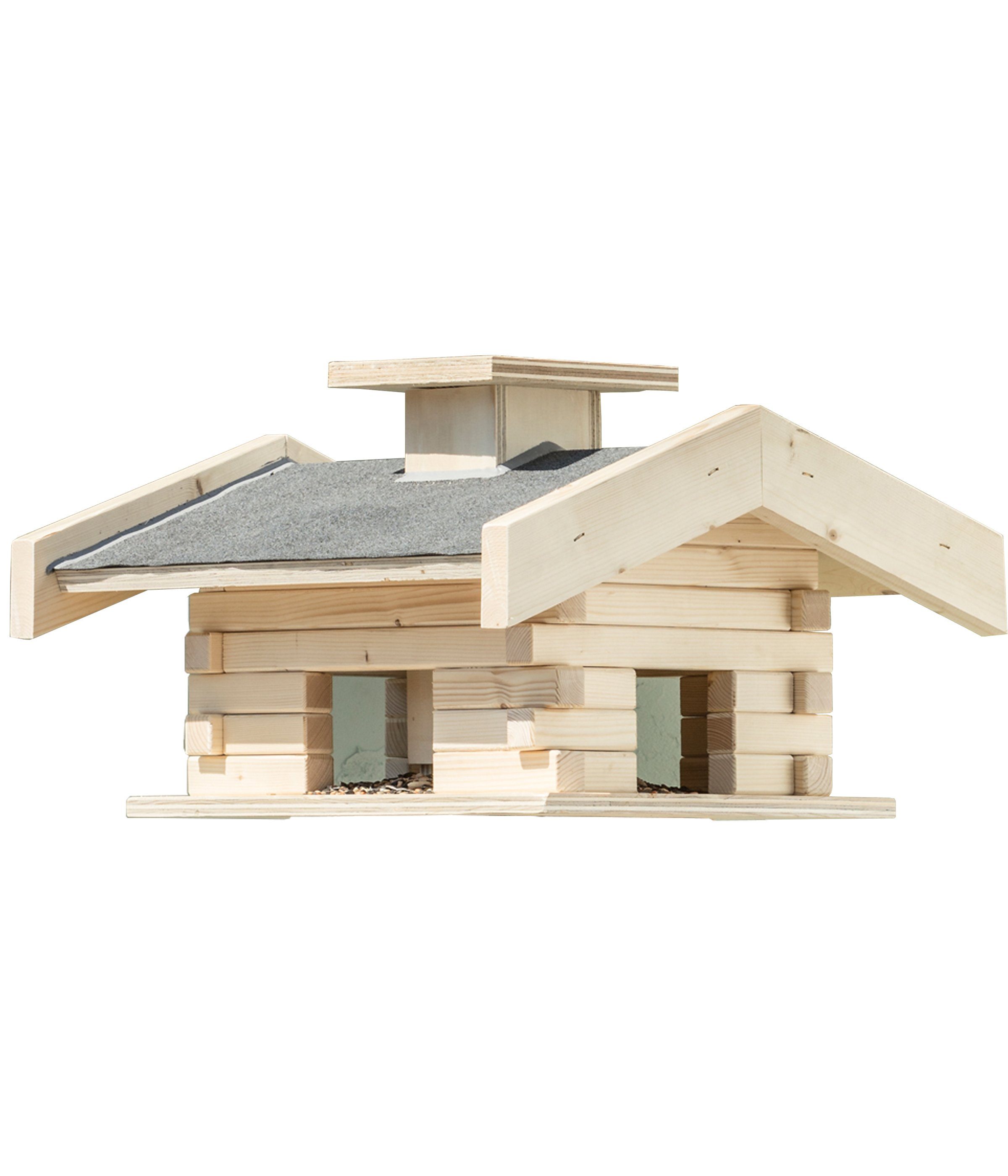 Dehner Vogelhaus Natura Emmi, 46 x 44 x 30 cm, Fichtenholz, natur, Blockhaus-Stil, handgefertigt