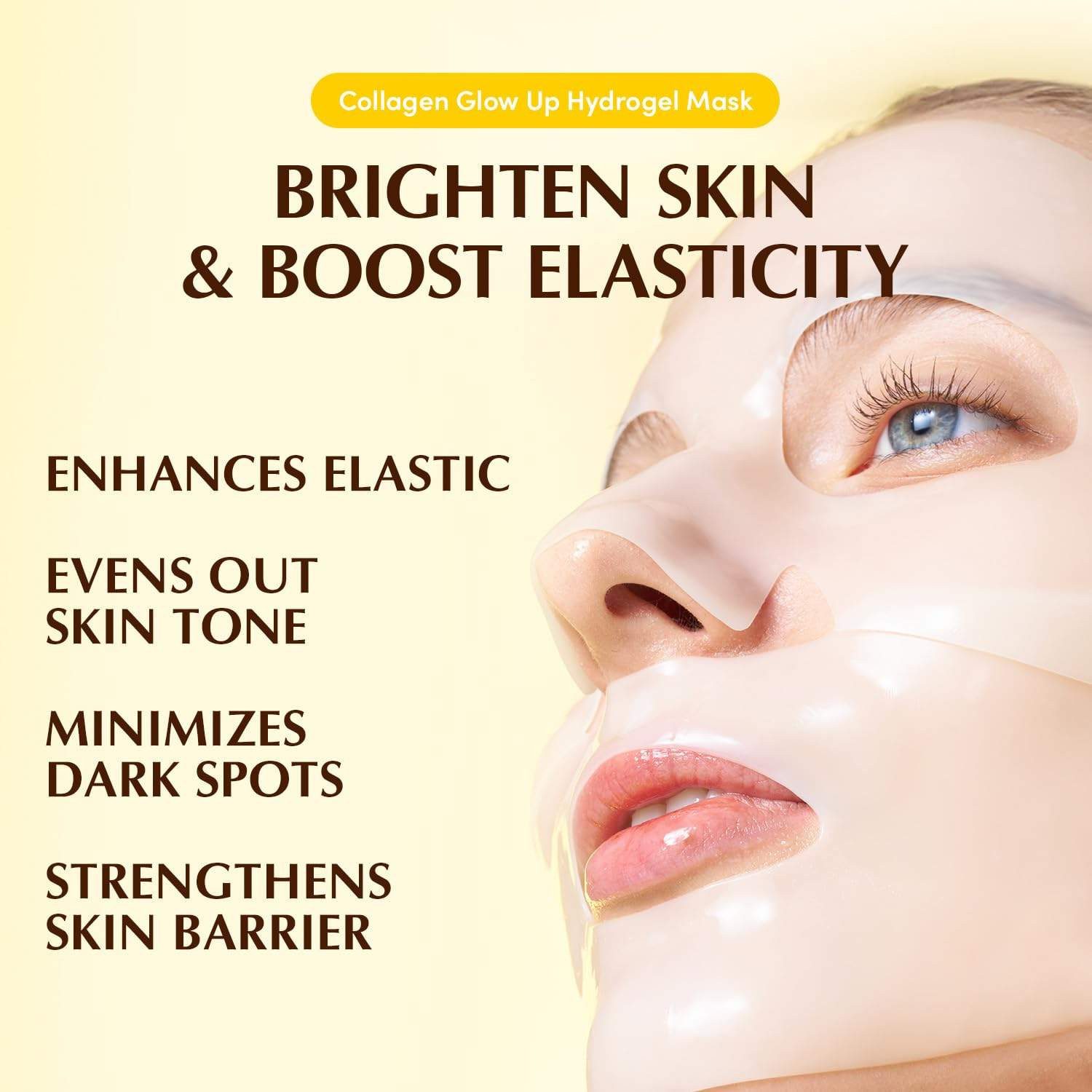 Eqqualberry Gesichtsmaske Collagen Glow Up Hydrogel Maske 4x30g – Aufhellende Gesichtsmaske mit Niacinamid, Glutathion, Kollagen & 10-fach Hyaluronsäure –, Feuchtigkeit, Straffung & Glow in 1 Stunde – parfümfrei