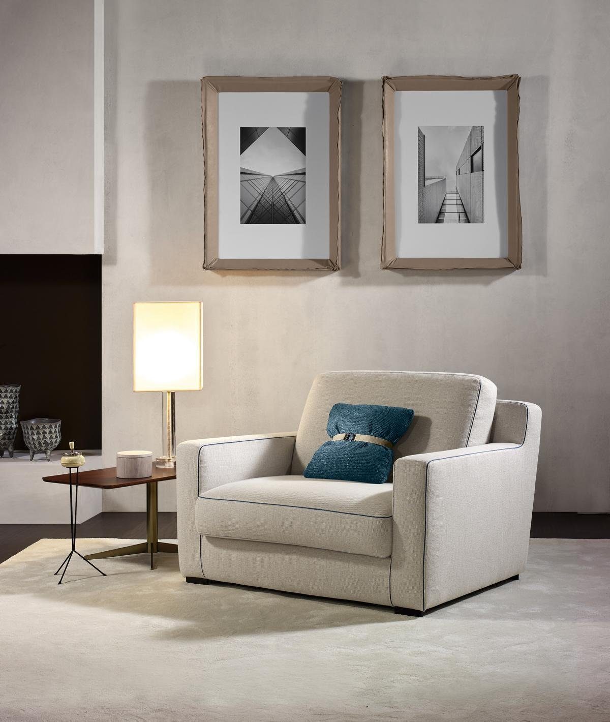 JVmoebel Sessel Sessel 1 Sitz Textil Lounge Luxus Prianera Neu Sessel Design Sessel