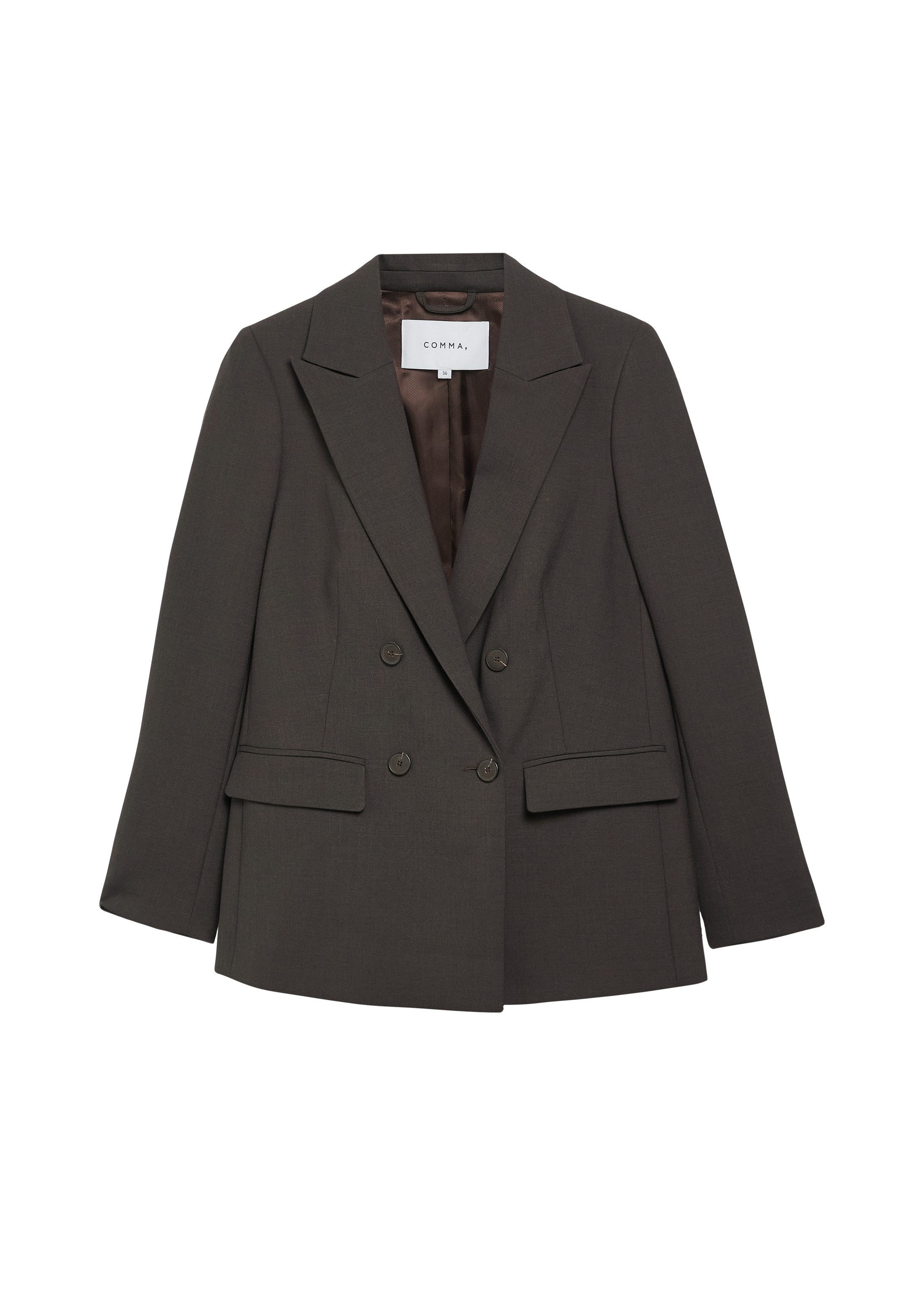 comma Jackenblazer Indoor-Blazer Doppelreihiger Blazer aus leichtem Viskosemix