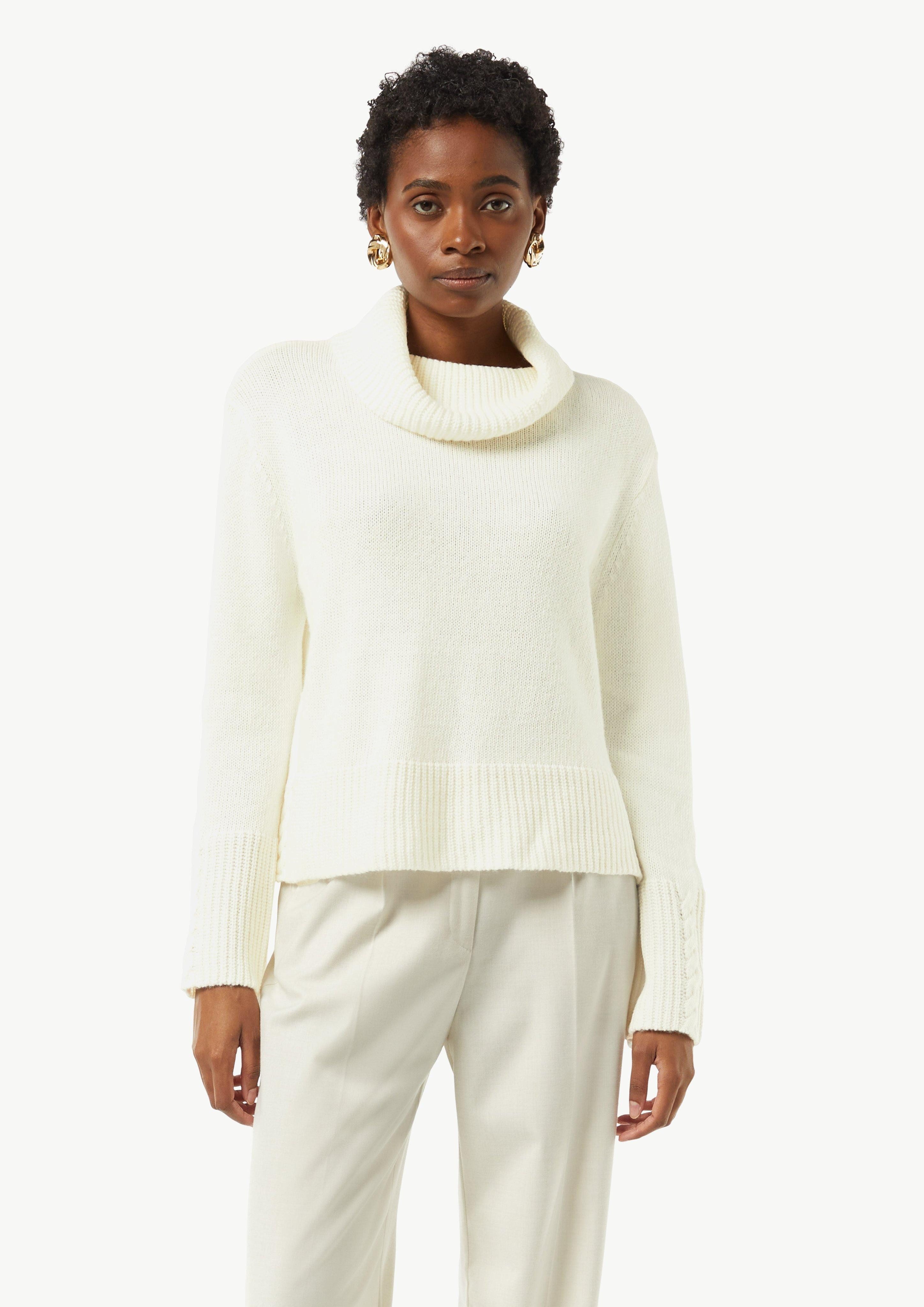Langarmshirt Rollkragenpullover mit Zopfdetail