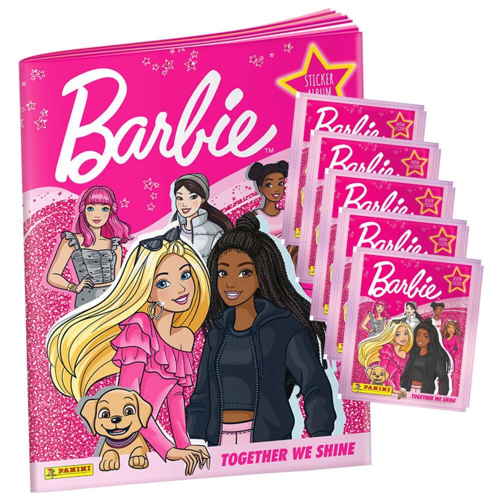 Panini Sticker Panini Barbie Sticker - Together we shine (2023) - 1 Album + 5 Tüten, (Set), Barbie Together we shine (2023) - 1 Album + 5 Tüten Sammelsticker