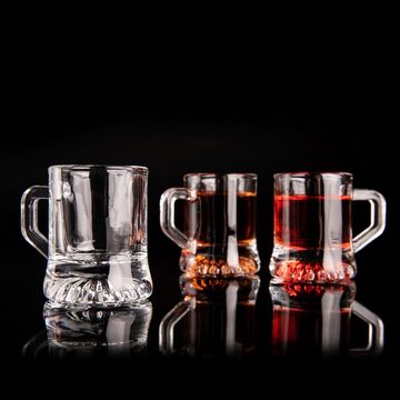 BigDean Schnapsglas 12 x Schnapsgläser 3cl Shotgläser Spülmaschinenfest mit Henkel, Glas