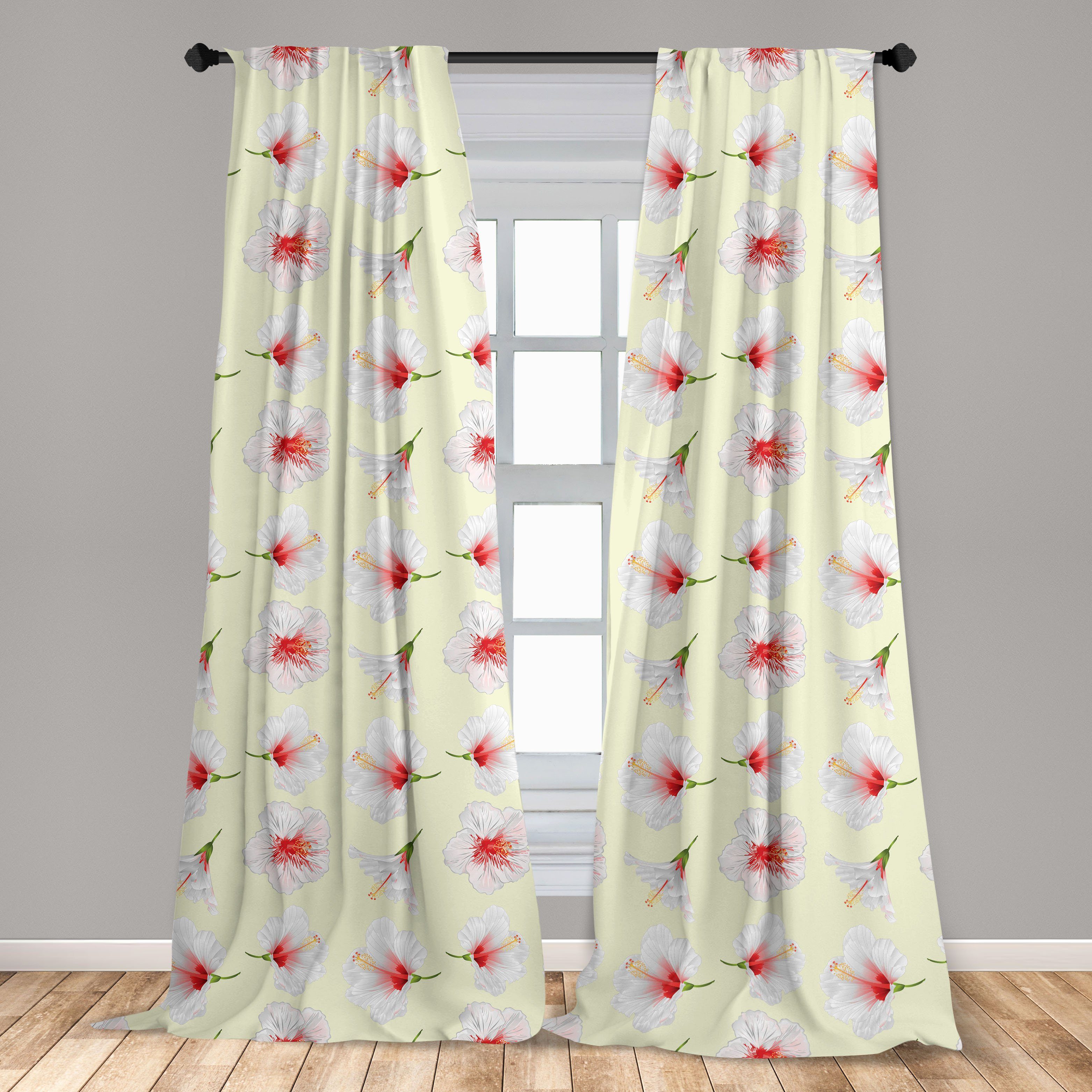 Gardine Vorhang für Schlafzimmer Dekor, Abakuhaus, Wohnzimmer Microfaser, Blumen Tropical Hibiscus Petals