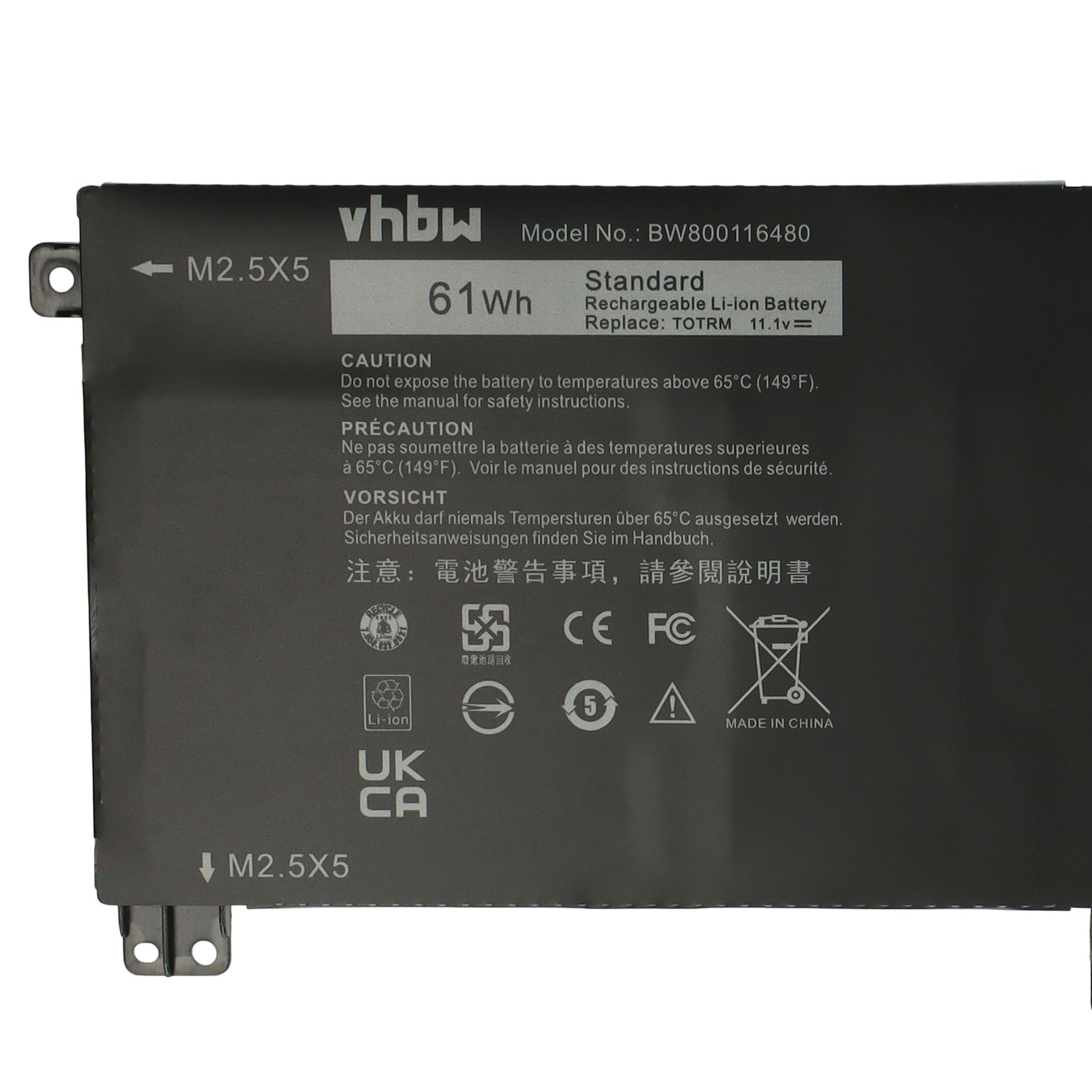 vhbw passend für Dell 15D-3528, mAh 15D-4528, 15D-2828, Laptop-Akku XPS 15D-3828, 5400 15D-3728