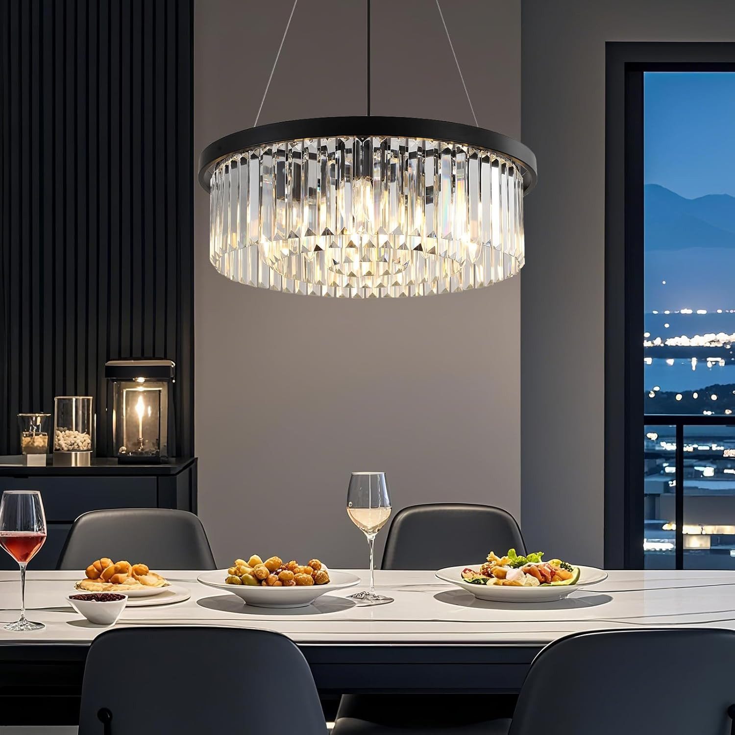 RRBEST Kronleuchter Luxus Kristall Kronleuchter Moderne Pendelleuchter, für Wohnzimmer, Esszimmer,Schlafzimmer, Restaurant, Ø60cm