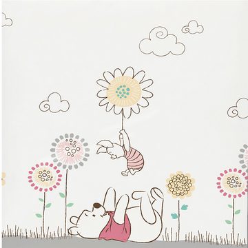 Kinderbettwäsche Winnie the Pooh Baby / Kleinkind Bettwäsche Flower Linon / Renforcé, BERONAGE, 100% Baumwolle, 2 teilig, 100x135 cm + 40x60 cm