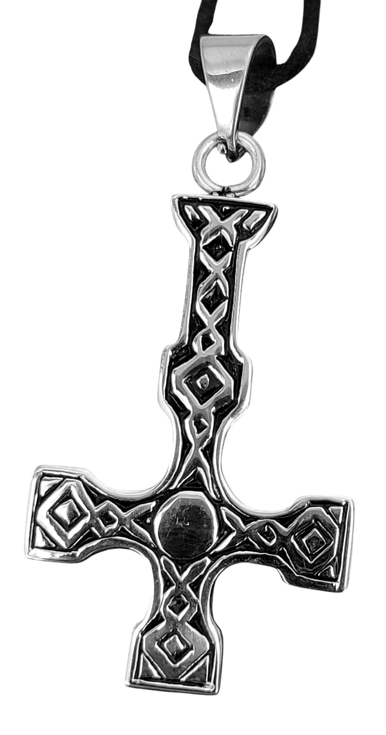 Kettenanhänger umgedrehtes Kreuz Ketten Anhänger Edelstahl Knoten Satanskreuz Satan