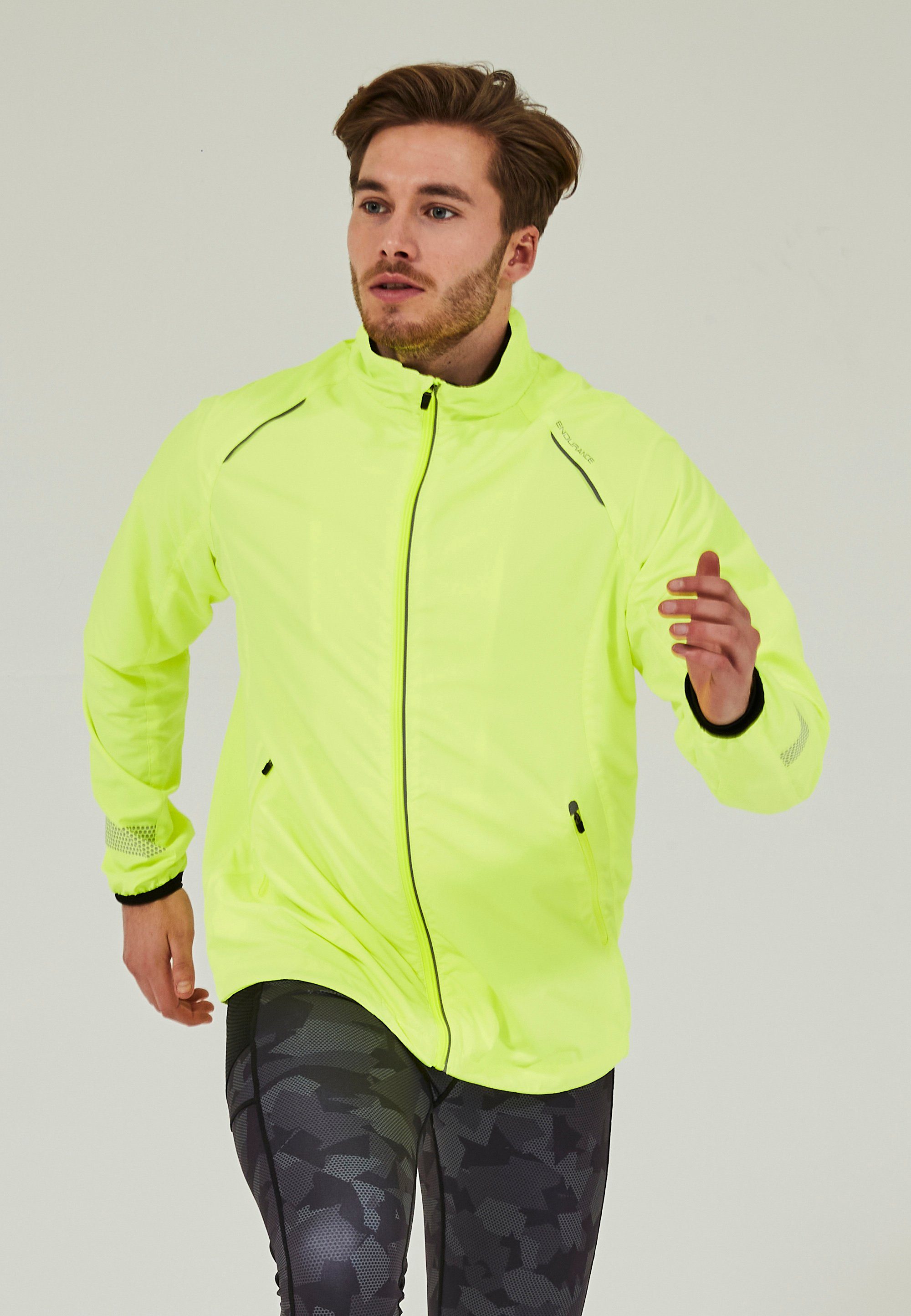 ENDURANCE Laufjacke Earlington mit extra großen reflektierenden Elementen gelb