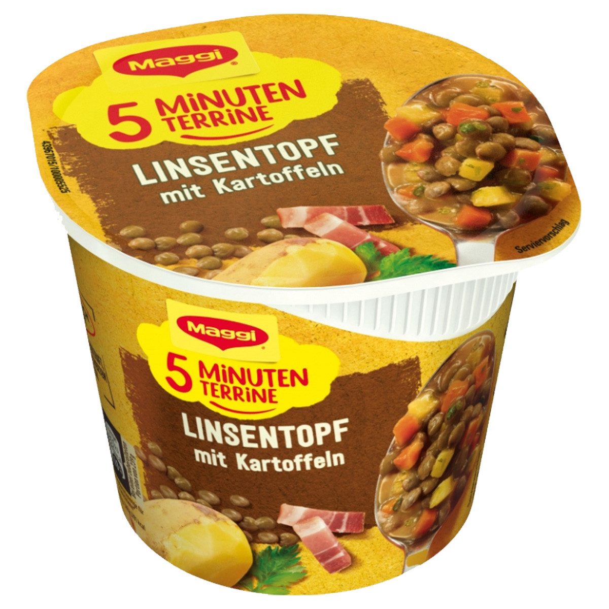 MAGGI Fertiggericht, Maggi 5 Minuten Terrine Linsentopf mit Kartoffeln und Speck 49g