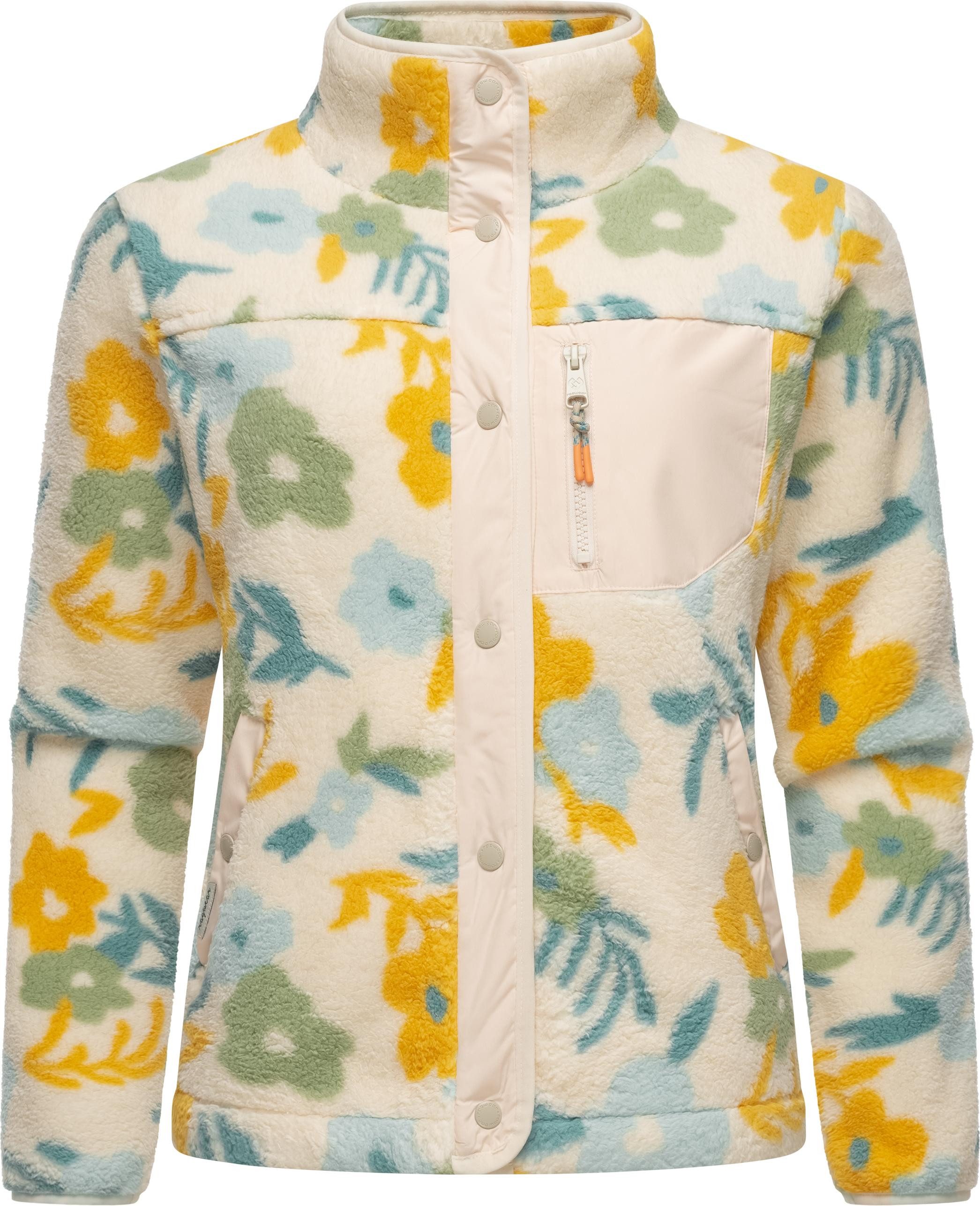 Ragwear Plüschjacke Appopis Print Auffällige flauschige Übergangsjacke aus Teddyfleece