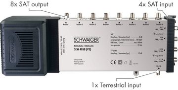 Schwaiger SAT-Multischalter SEW4058 531 (verteilt 1 Satellitenpositionen auf 8 Ausgänge), unabhängige Programmvielfalt für alle Teilnehmer