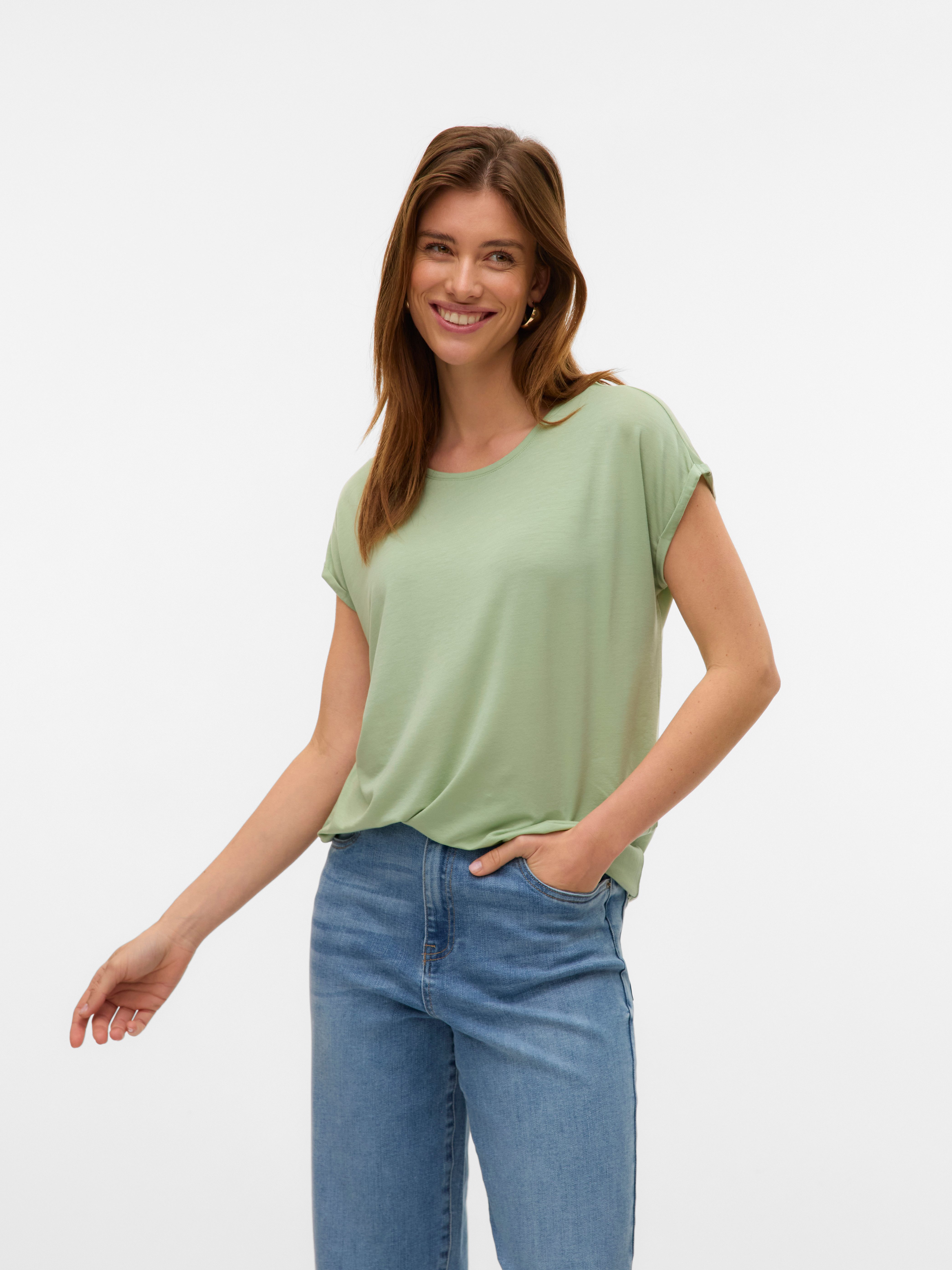 Vero Moda Rundhalsshirt VMAVA PLAIN SS TOP GAJRS NOOS Materialmix, regular günstig online kaufen