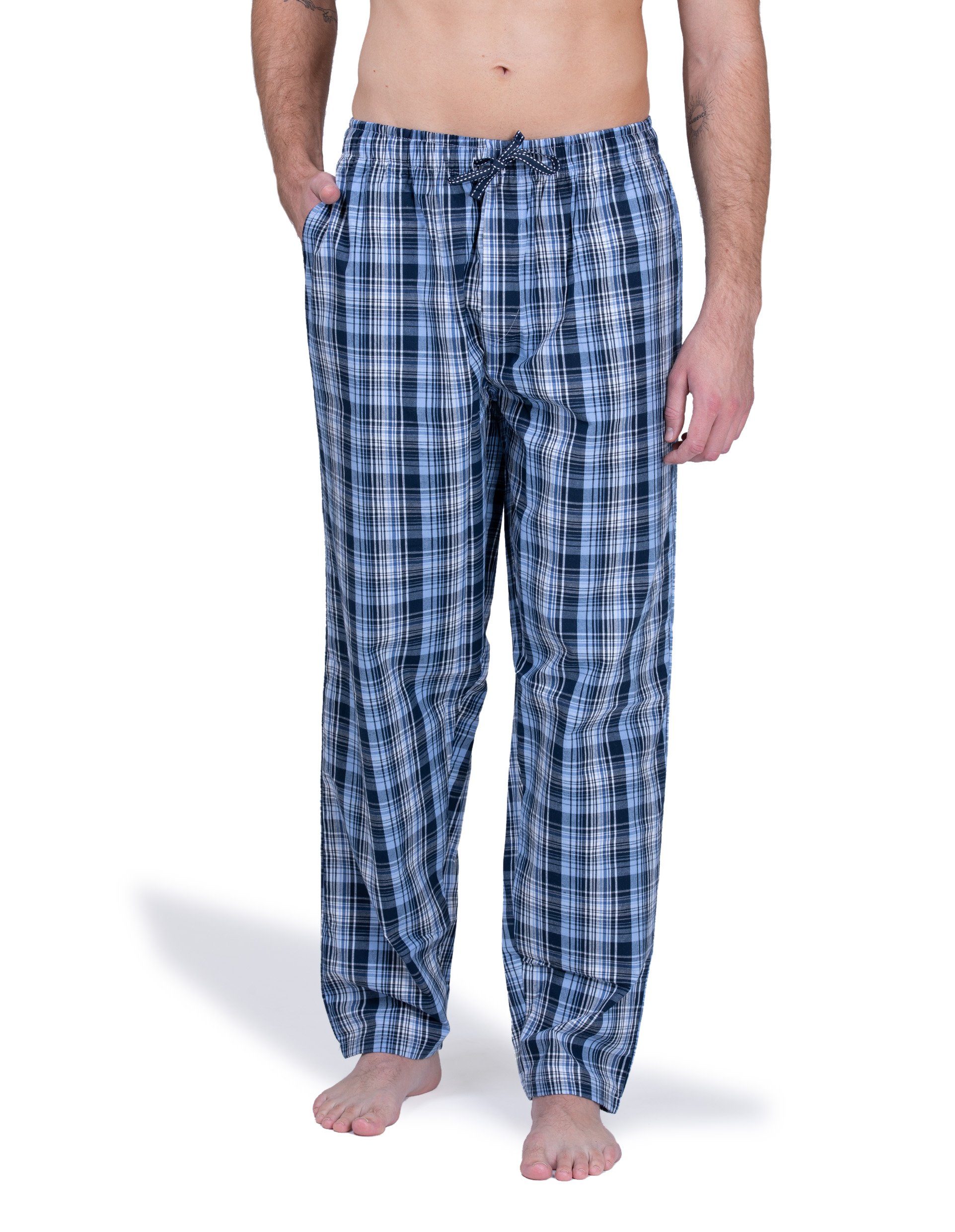 Moonline Schlafhose Herren Webhose Freizeithose Loungewear aus 100% Baumwolle