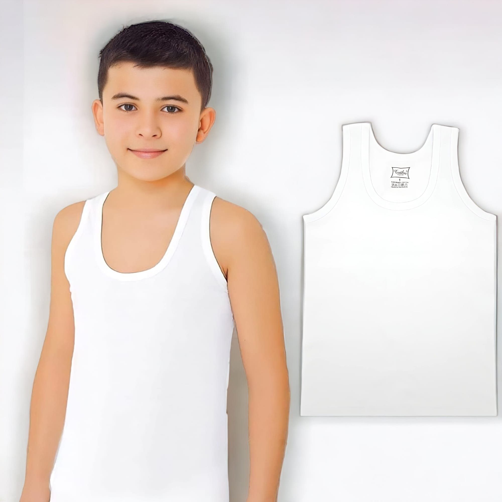 Seher/Tutku Weiß Unterhemd reiner 4-St., 10er 4er-Pack, Baumwolle 4er Baumwolle (Packung, Tanktop aus Kinder 6er-Pack, 6er 100% Pack Unterhemden 10er-Pack)