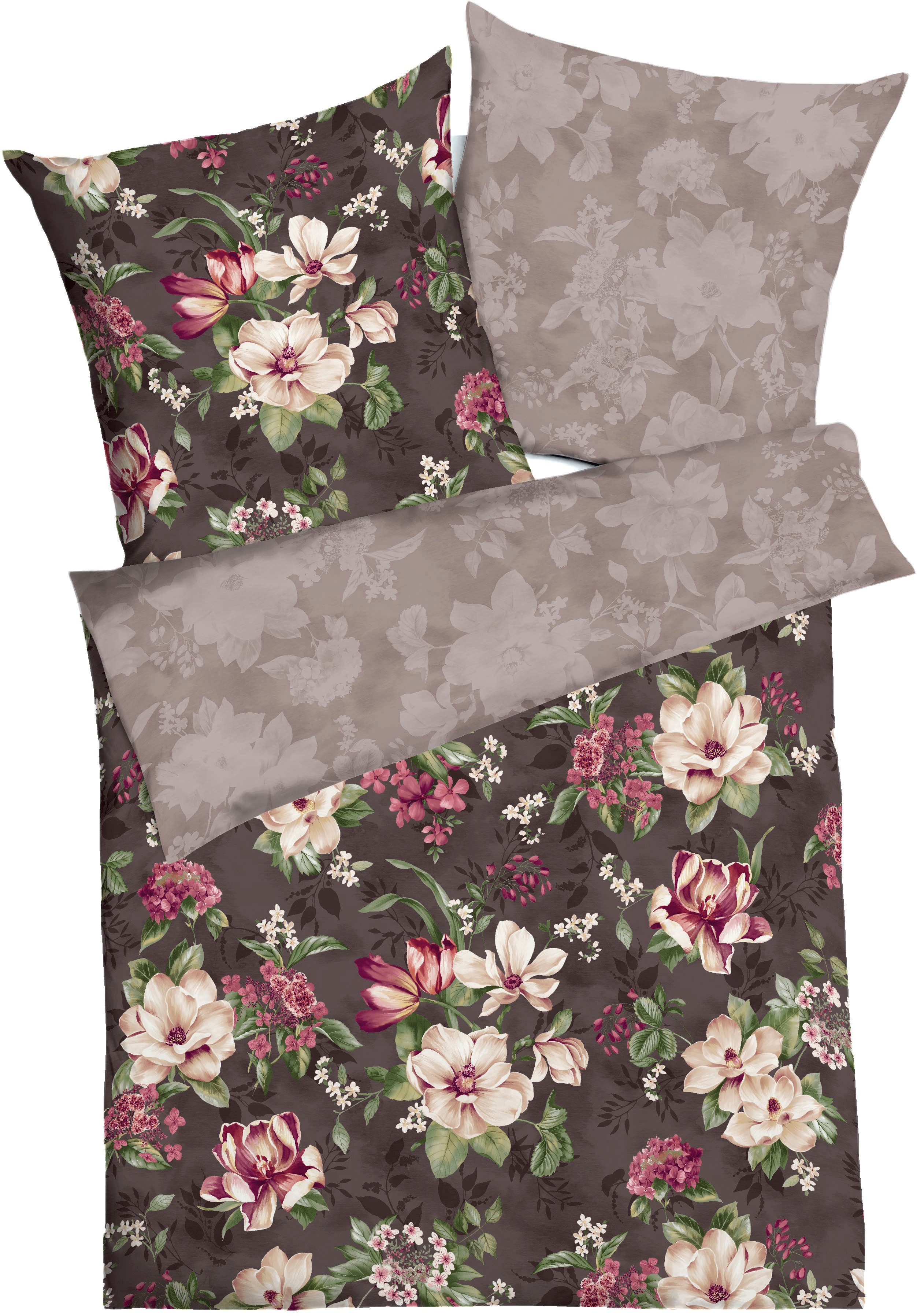 Kaeppel Wendebettwäsche Magnolia, Mako-Satin, 2 teilig, Mit Blumenmuster