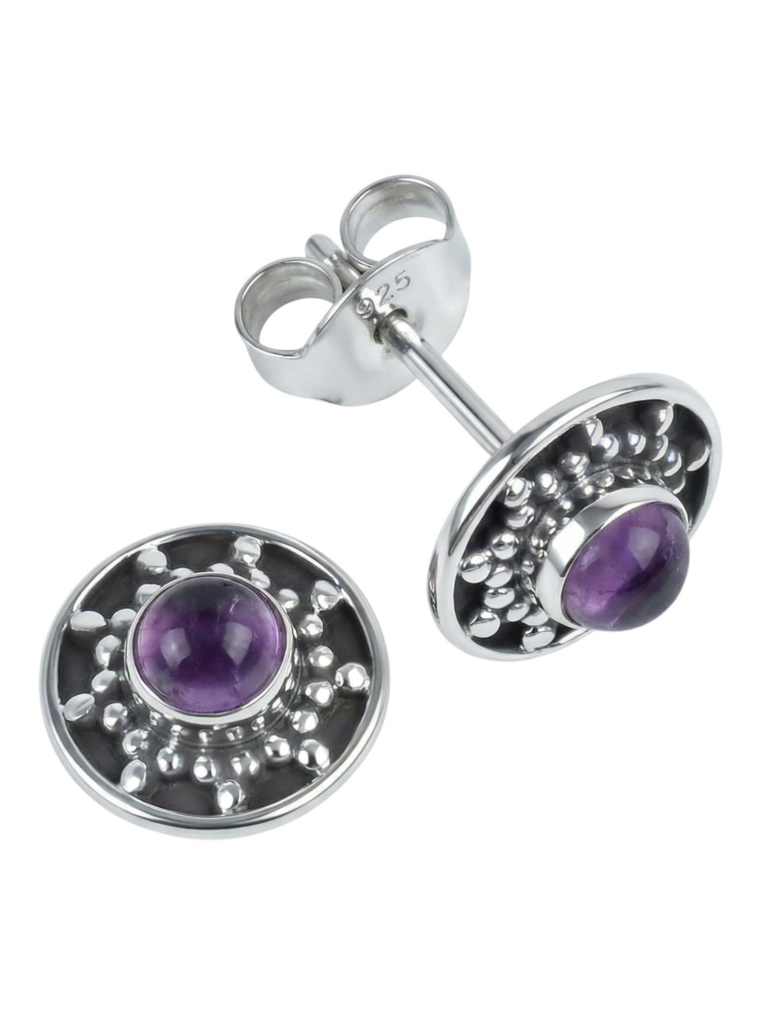 Paar Ohrstecker Ohrstecker MAHINA klein aus 925 Silber mit Amethyst
