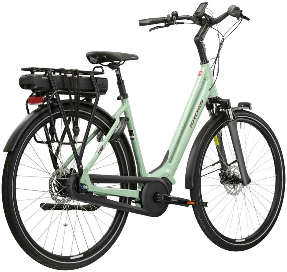 Kross E-Bike Cityrad E-Citybike Sentio Hybrid 4.0 28 Zoll grün - Shimano Mittelmotor, 7 Gang Shimano NEXUS Schaltwerk, Nabenschaltung, Mittelmotor, 418 Wh, SHIMANO 36 V/250 W, Mittelmotor DU-E500