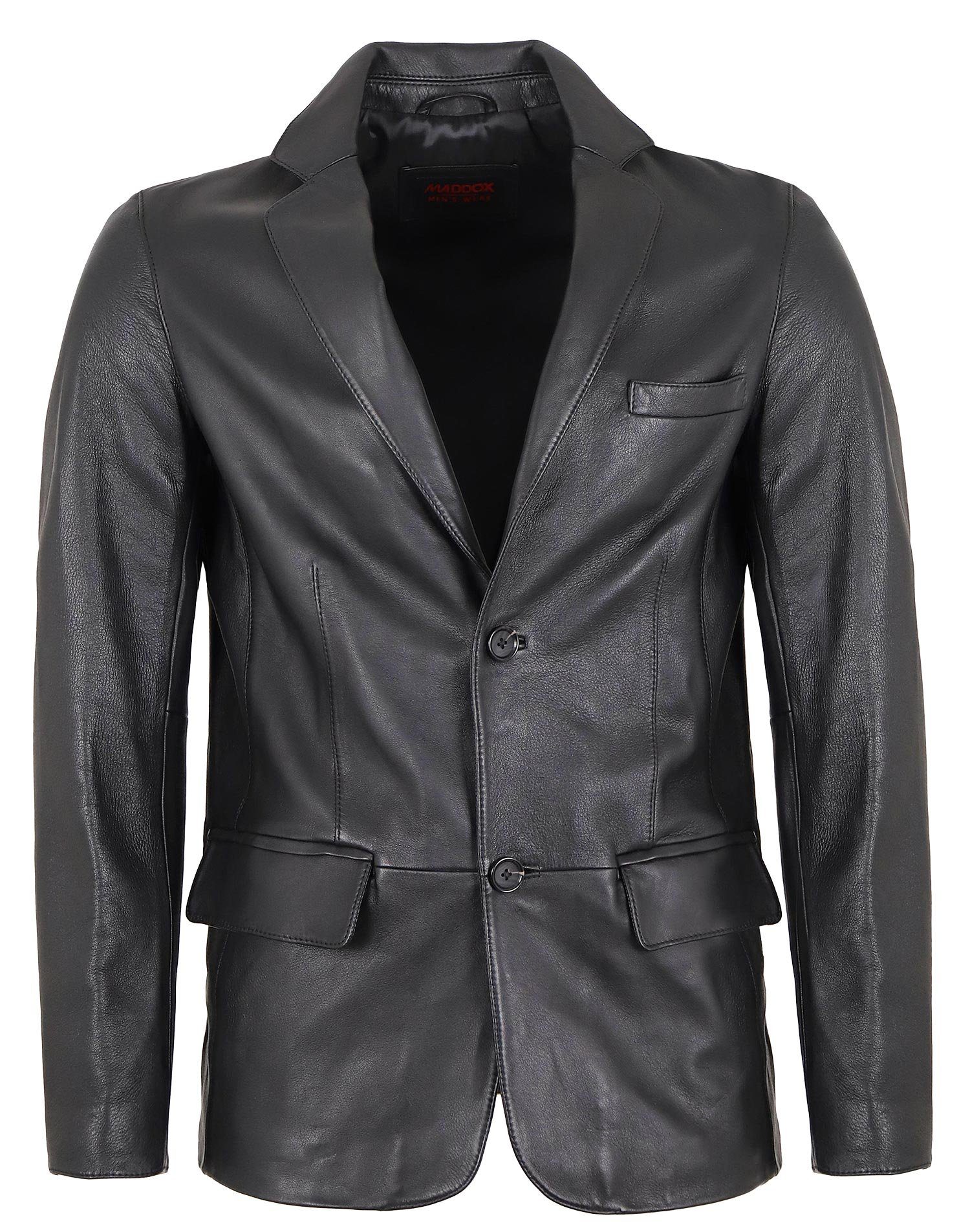 Lederjacke Claudio Echtleder Herren Lederjacke Sakko Lammnappa schwarz