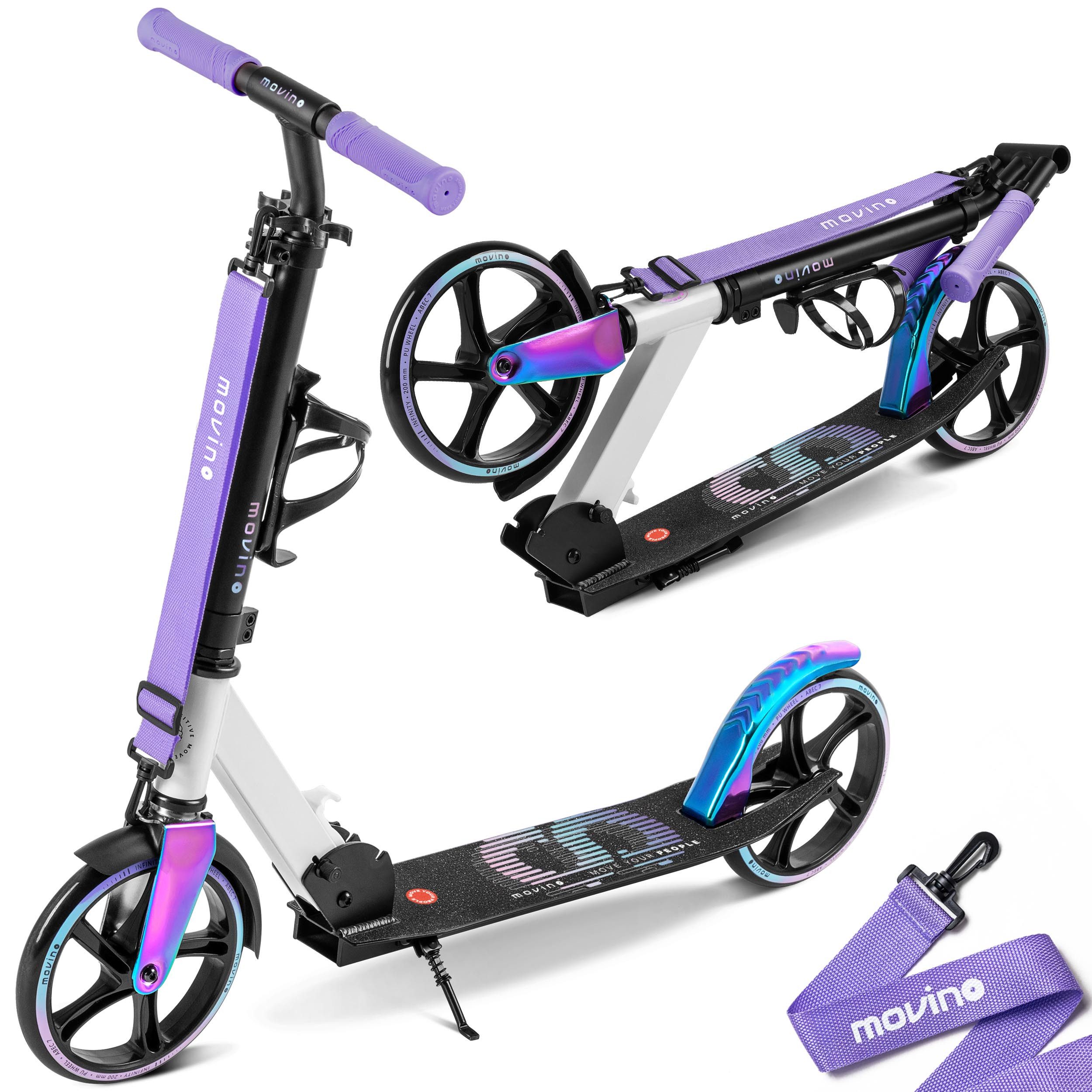 Movino Cityroller MOVINO INFINITY leicht 3,5 kg 200mm Rollen Flaschenhalter