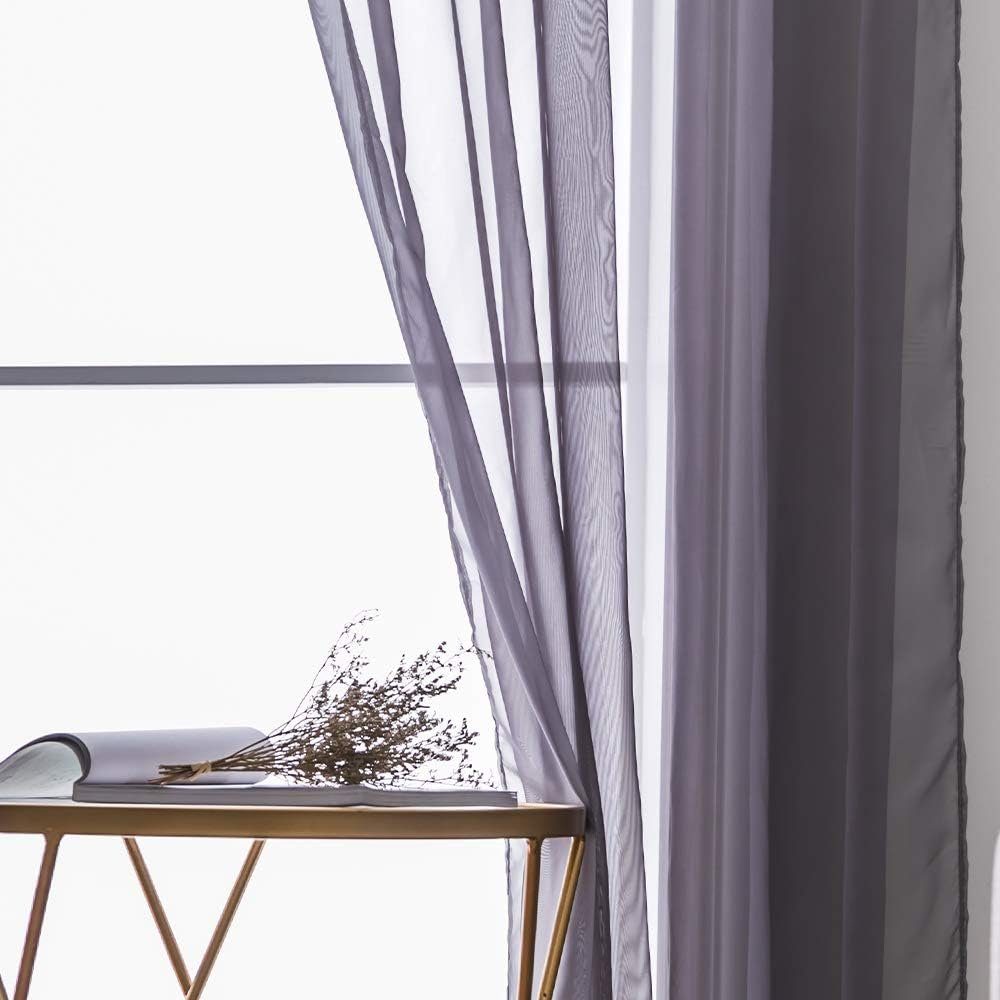 Gardine Gardinen transparent Jormftte Schlafzimmer, Wohnzimmer Vorhang grau Fensterschal für