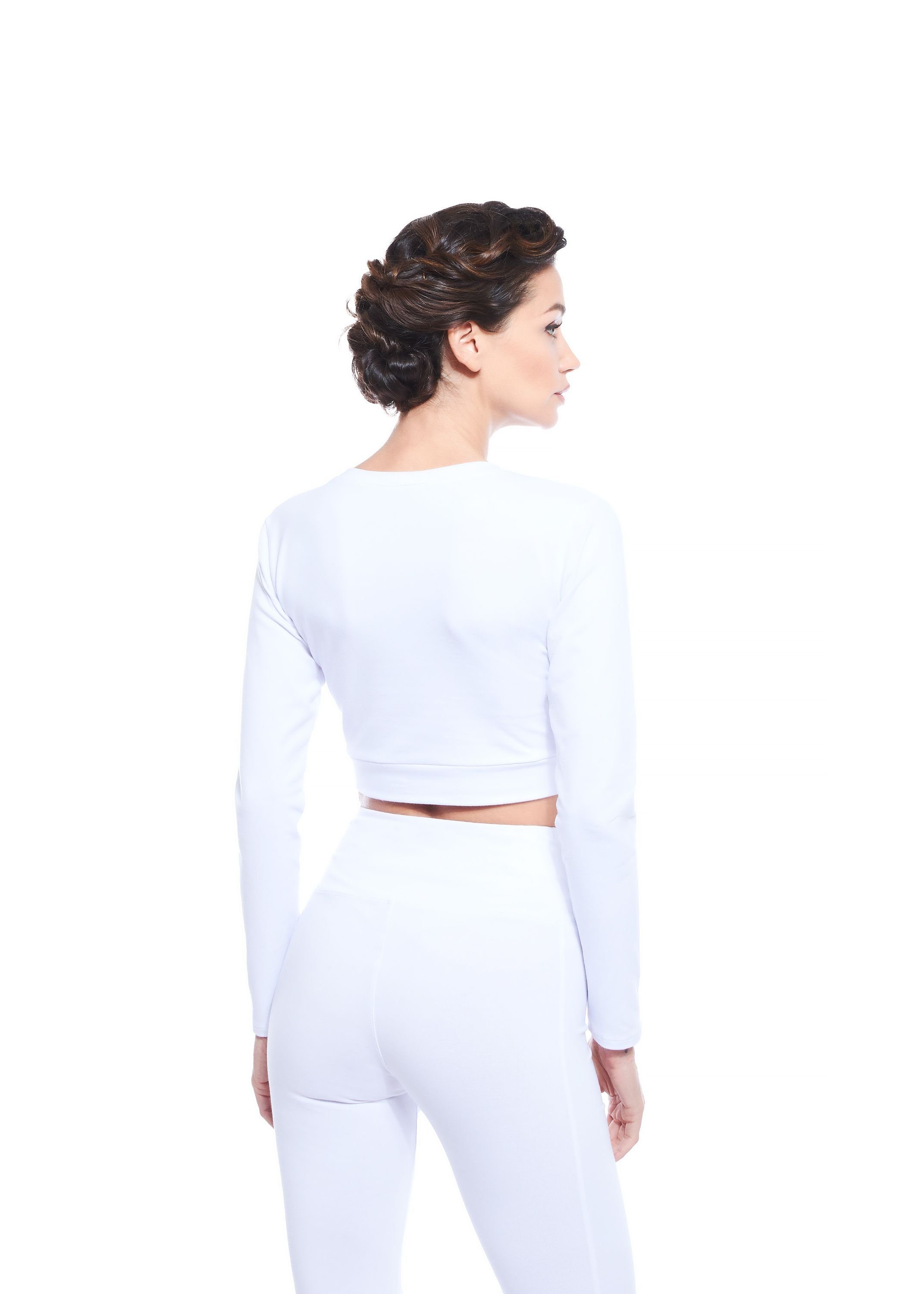 Evoni Crop-Top Damen Langarmshirt Baumwolle Bauchfrei günstig online kaufen