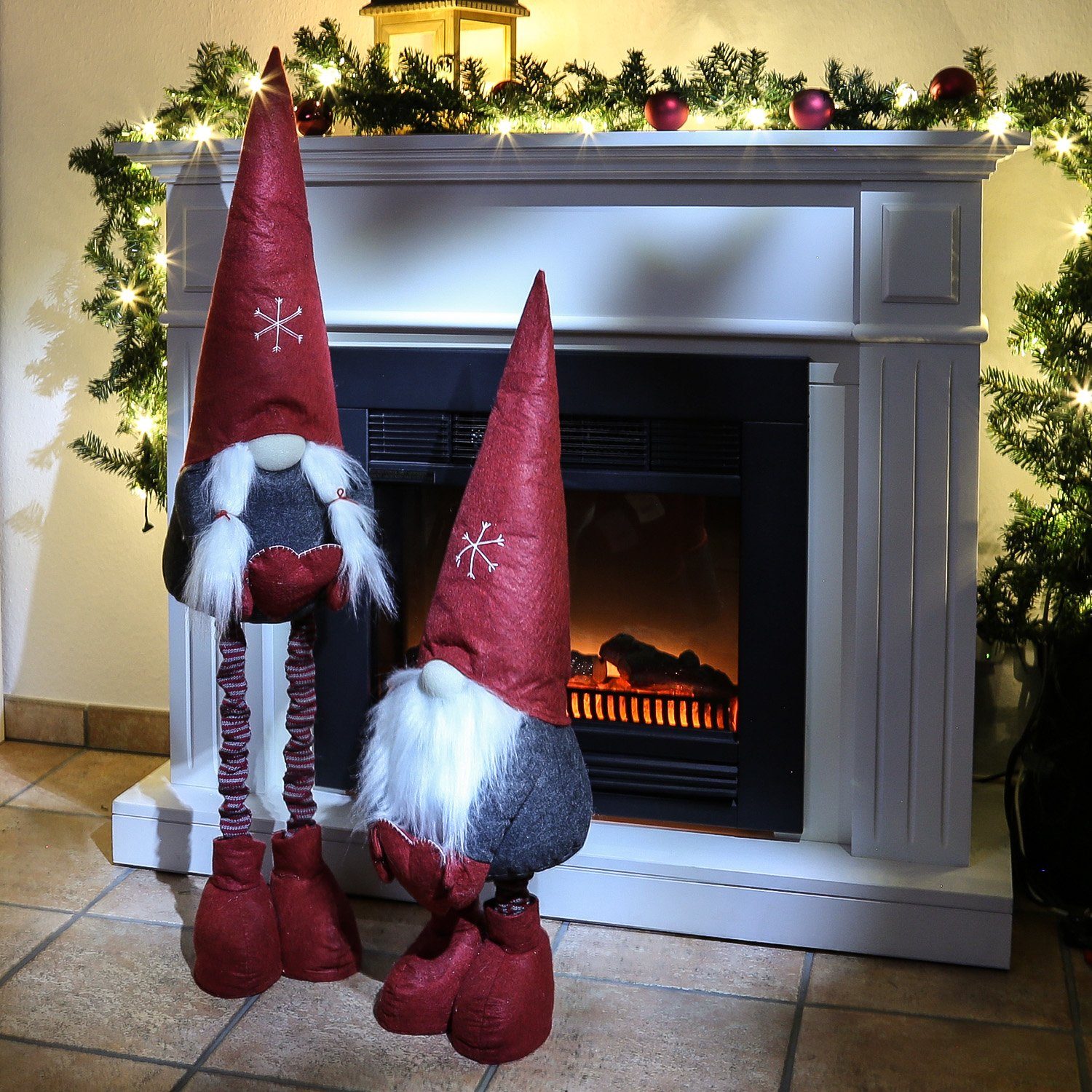 MARELIDA Weihnachtsfigur Wichtel Dekofigur Bart mit Herz Teleskopbeine Weihnachten ausziehbar (1 St)