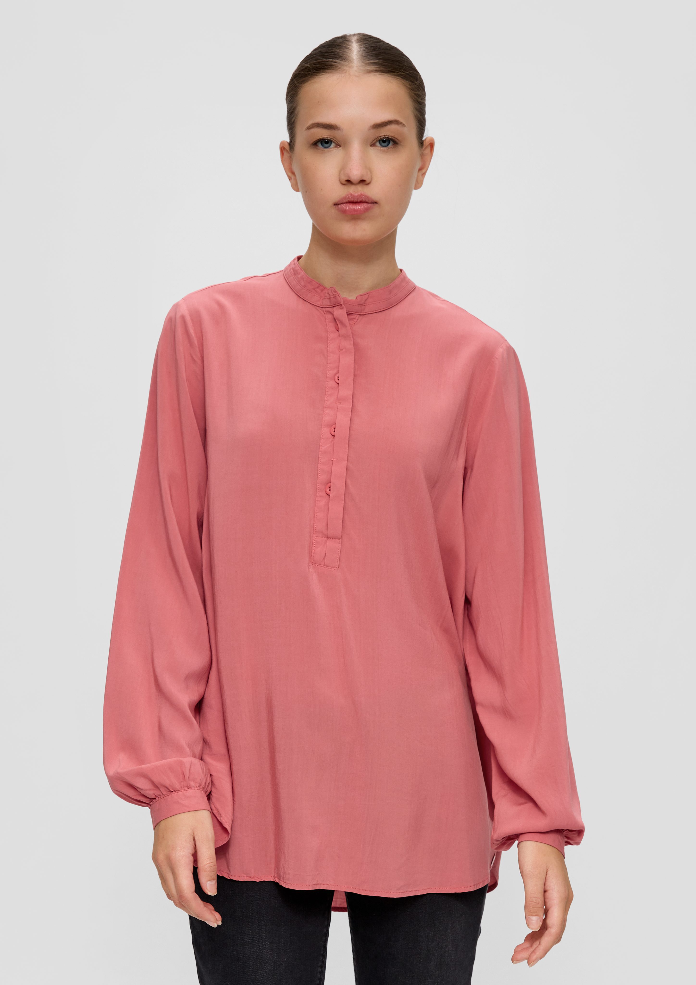 Langarmbluse Viskosebluse mit gerafften Details