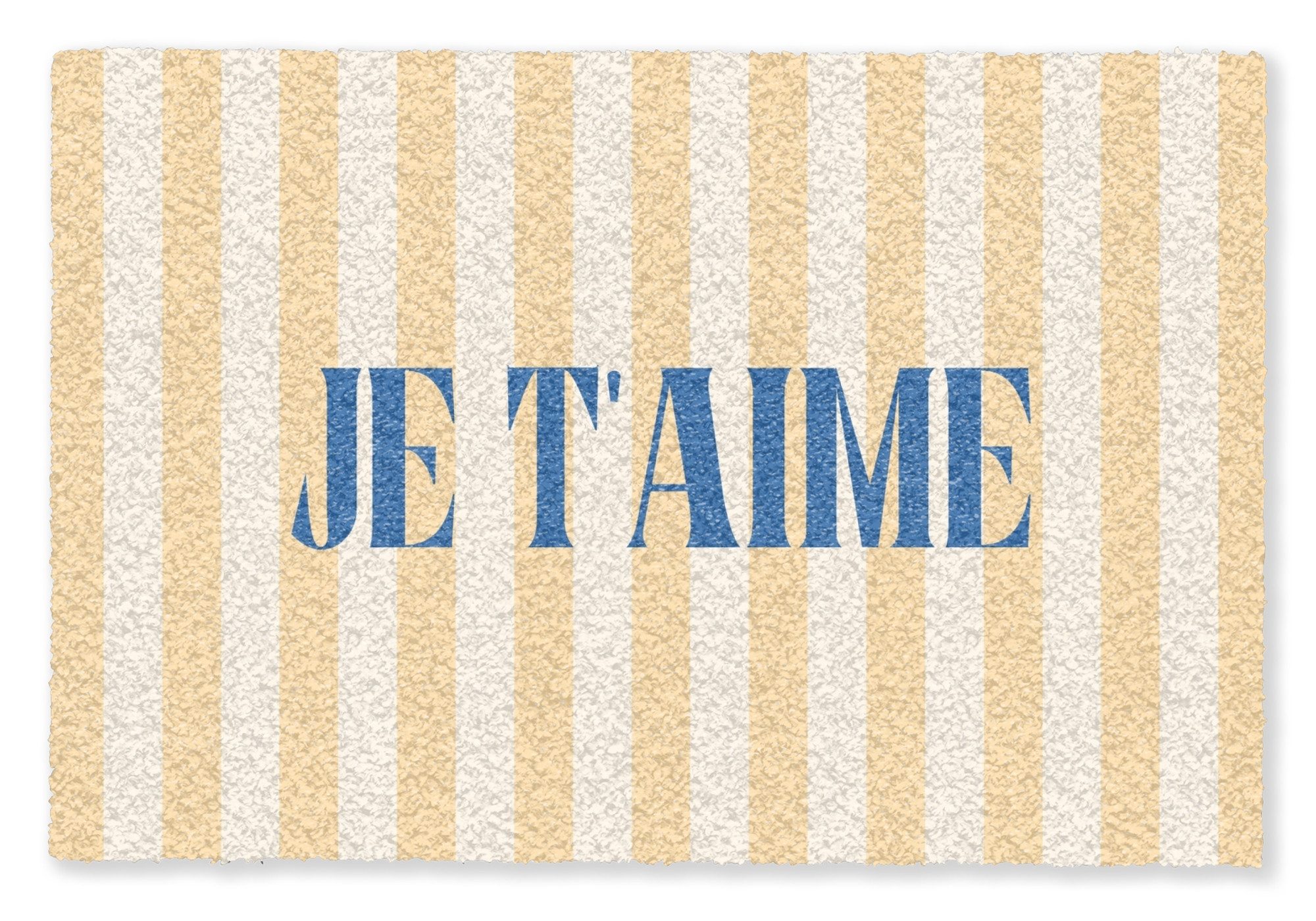 MuchoWow Fußmatte Blau – Gelb – Streifen – Je t'aime, Rechteckig, innen Schmutzfangmatte, Tür, Schmutzfänger Flur, Teppich 60x40 cm