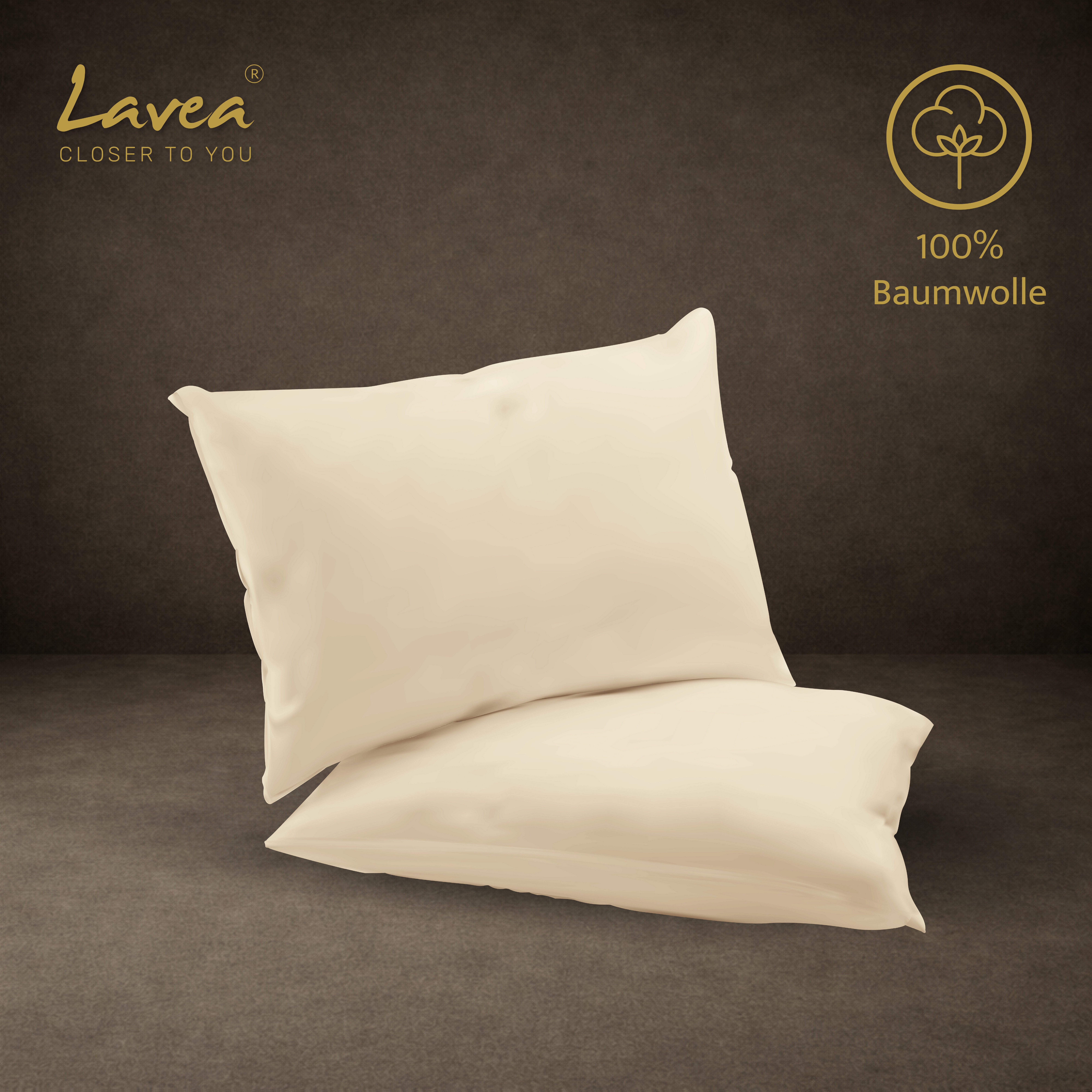 Lavea Kissenbezug 2er Set 100% Baumwolle flauschig, Jasmin, Kissenhülle, Kissenbezüge, (2 Stück), pflegeleicht, langlebige Qualität, mit Reißverschluss – Bild 3 von 5
