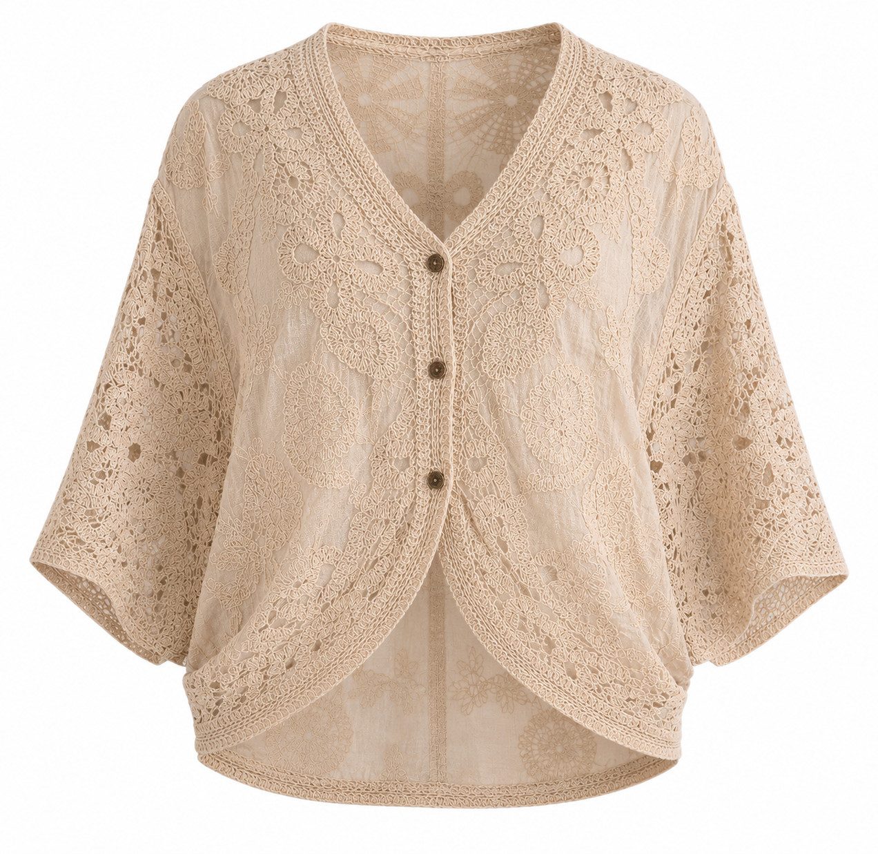 Mississhop Bolero Damen Bolero Spitze Kurzarm Baumwolle Sommer Cardigan Gr. S/M