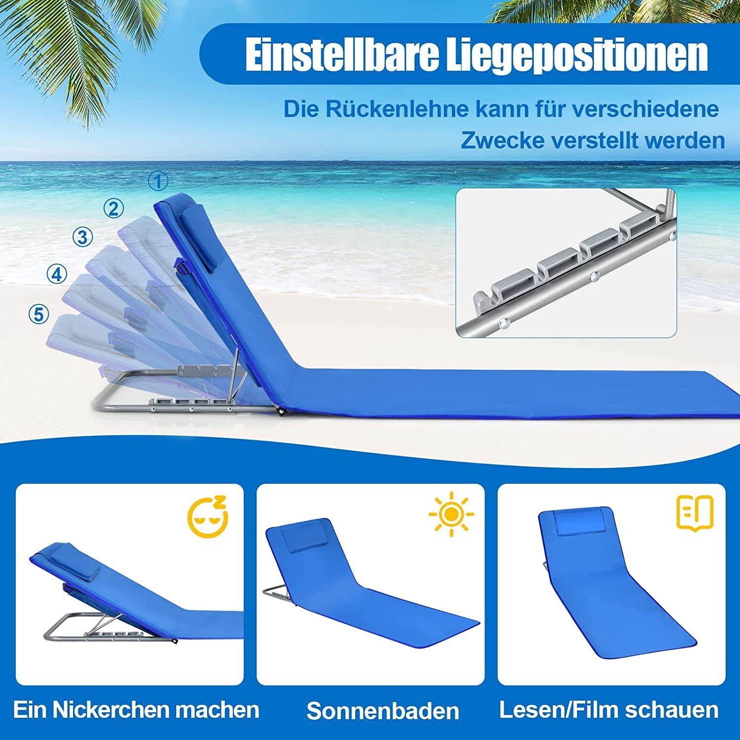 KOMFOTTEU Campingliege 2er Klappbares Strandmattenset mit günstig online kaufen