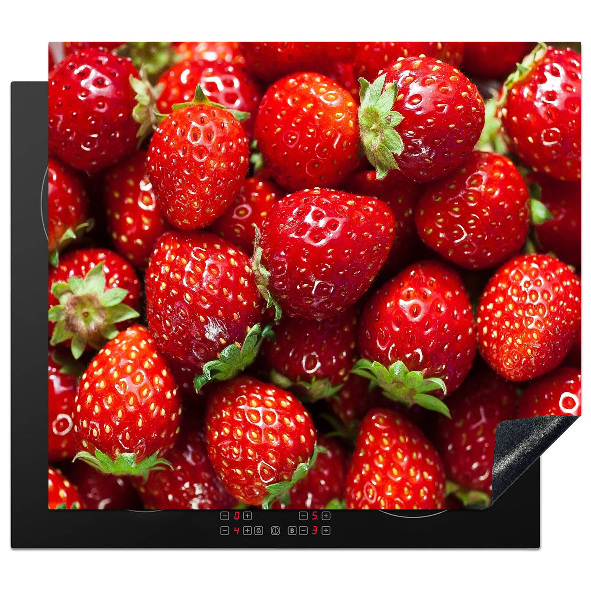 MuchoWow Herd-Abdeckplatte Erdbeeren - Rot - Obst - Früchte, Vinyl, (1 tlg), Abdeckplatte für Ceranfeld, Herd Inductionsmatte, 57.6x51.6 cm